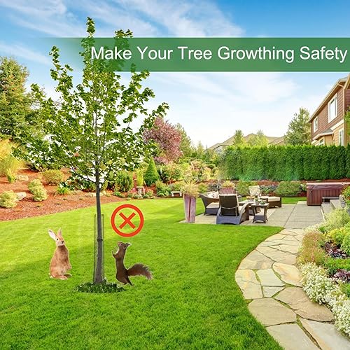 Miniatura 3 de HEOIZI Protectores de malla para tronco de árbol de 19.6 pies de animales, red cortable con 50 bridas para proteger el árbol de ardillas,