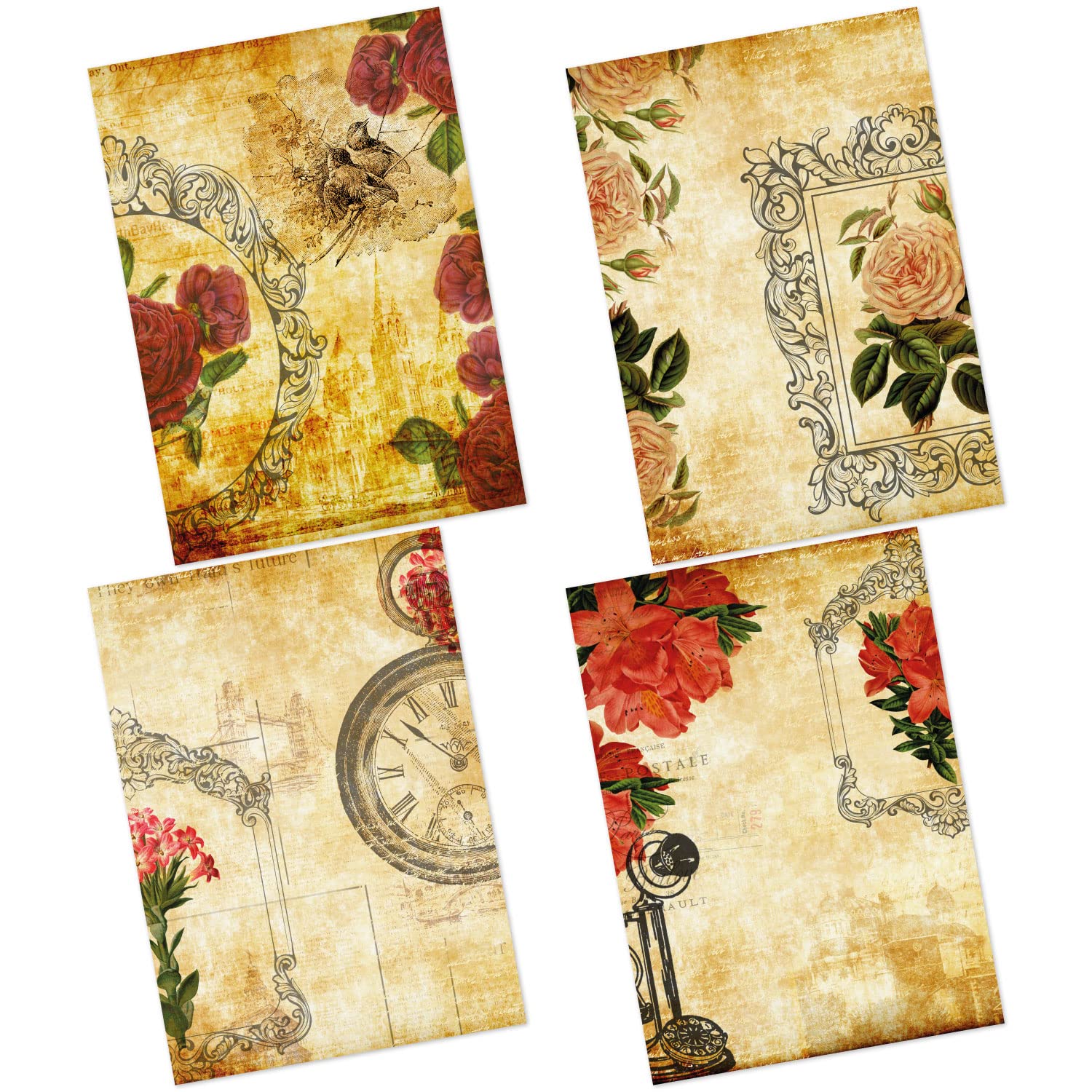 CrafTangles Decoupage Paper Pack - Vintage Essence (A4) - 4 sheets