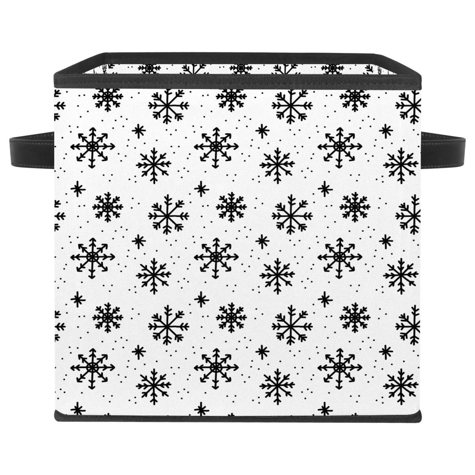 Boîte de rangement pliable flocon de neige cube en tissu avec poignées pour vêtements et livres