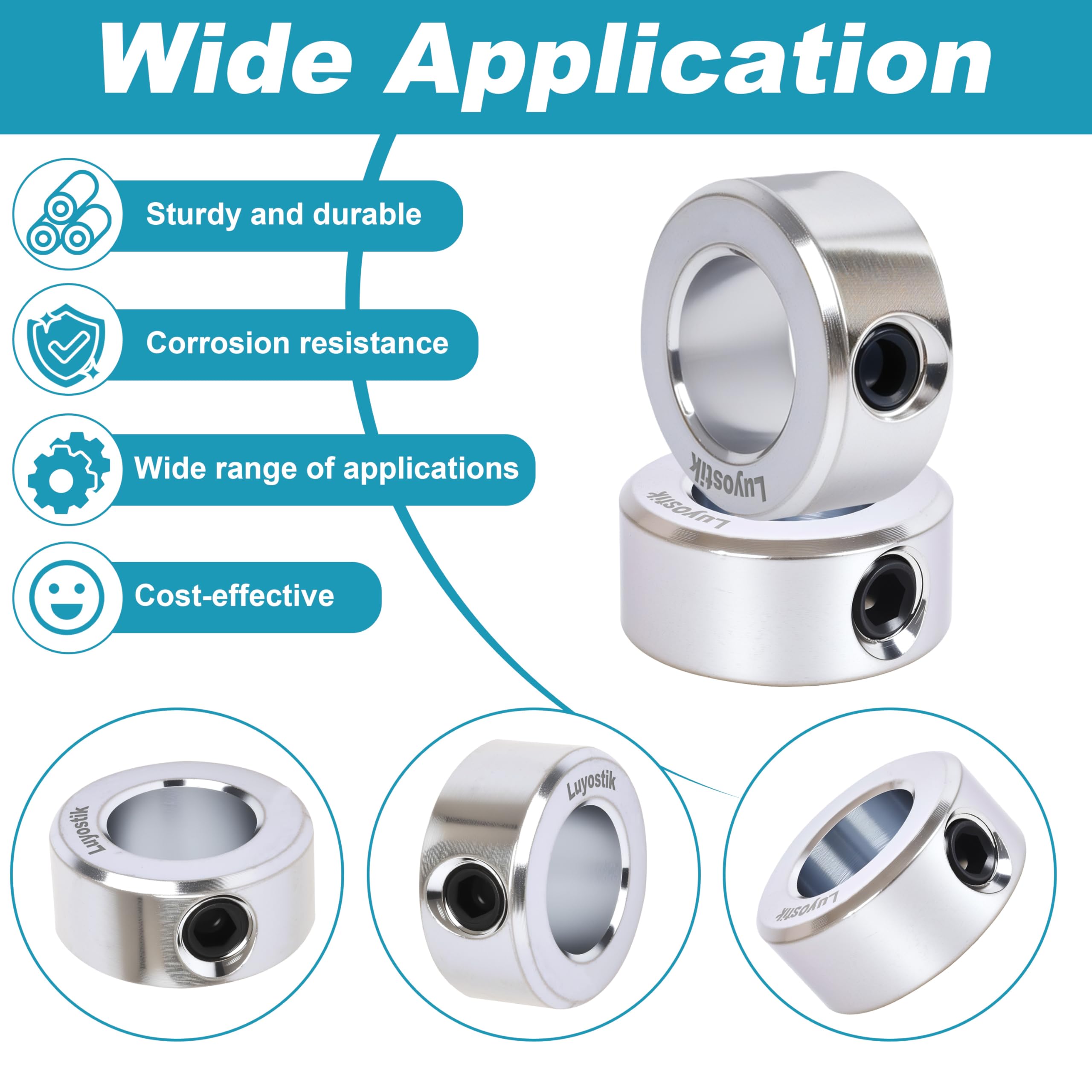 Zinc Plated Shaft Collars - 8 Pack -3 Zinc Plated Shaft Collars - 8 Pack -3