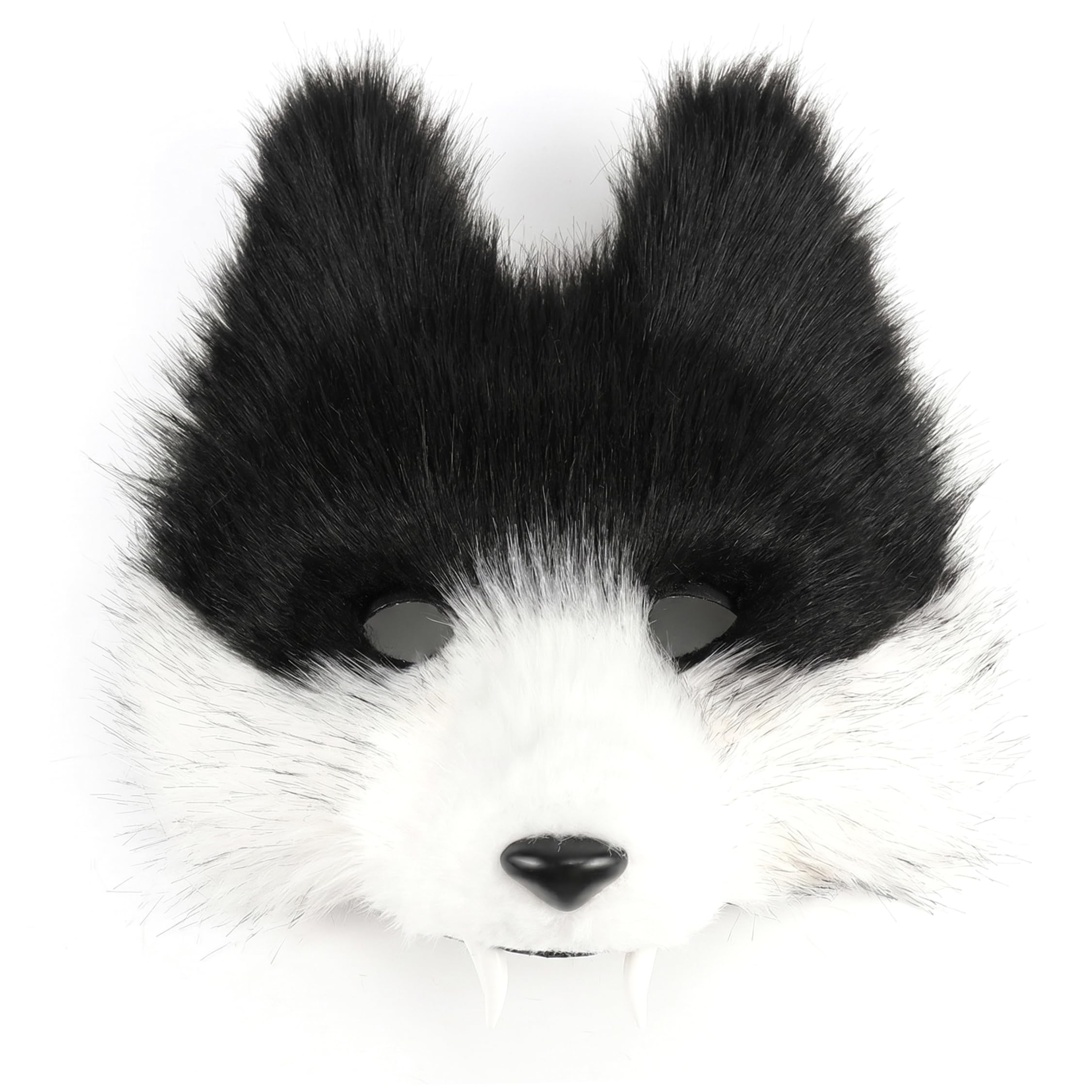 Ngbbby Therian Masks, Therian Wolf Mask, Realistic Furry Mask With 3d Wolf Teeth, Black & White, 9.84×10.63inch