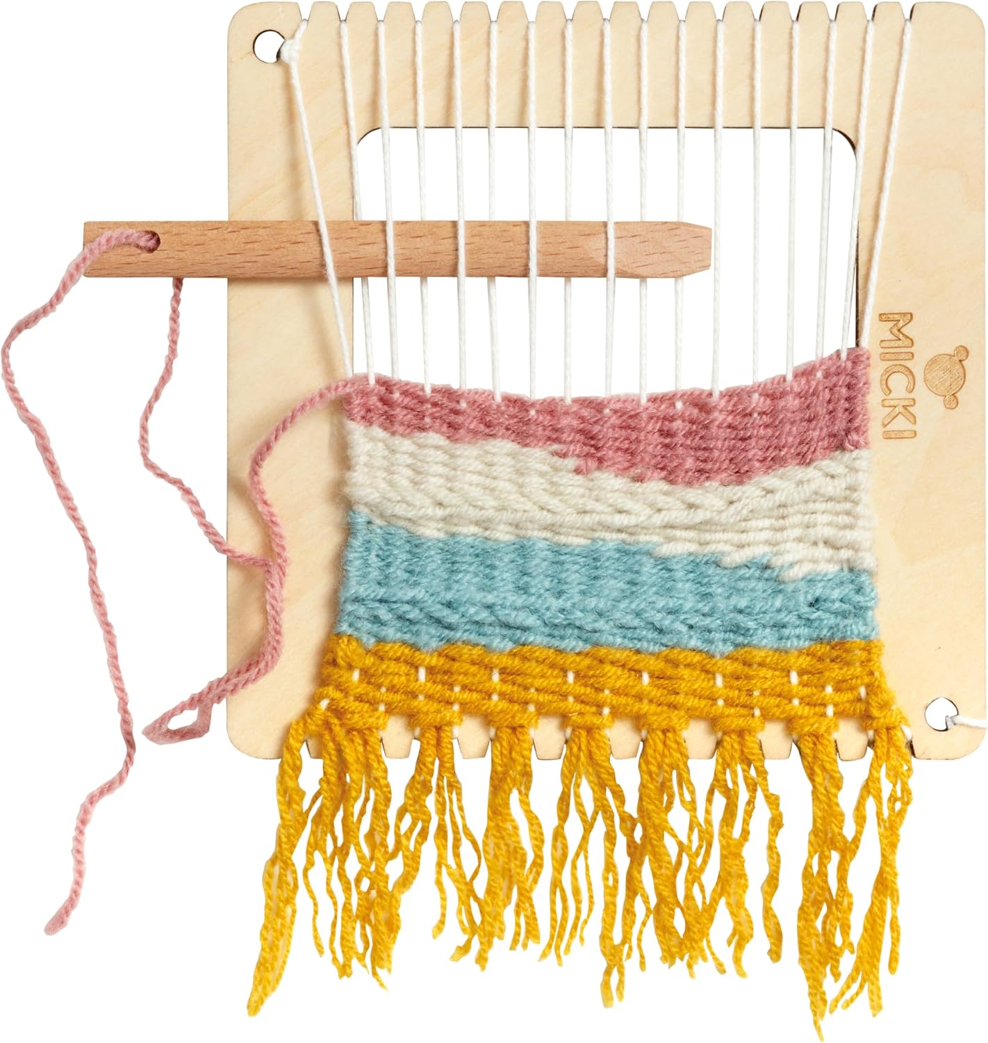 Micki Square Weaving Loom - Wooden Toys Weaving Kit + Weaving Yarn   Arts and Crafts for Kids   Art Supplies   Age 3+