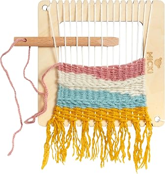 Micki Square Weaving Loom - Wooden Toys Weaving Kit + Weaving Yarn   Arts and Crafts for Kids   Art Supplies   Age 3+