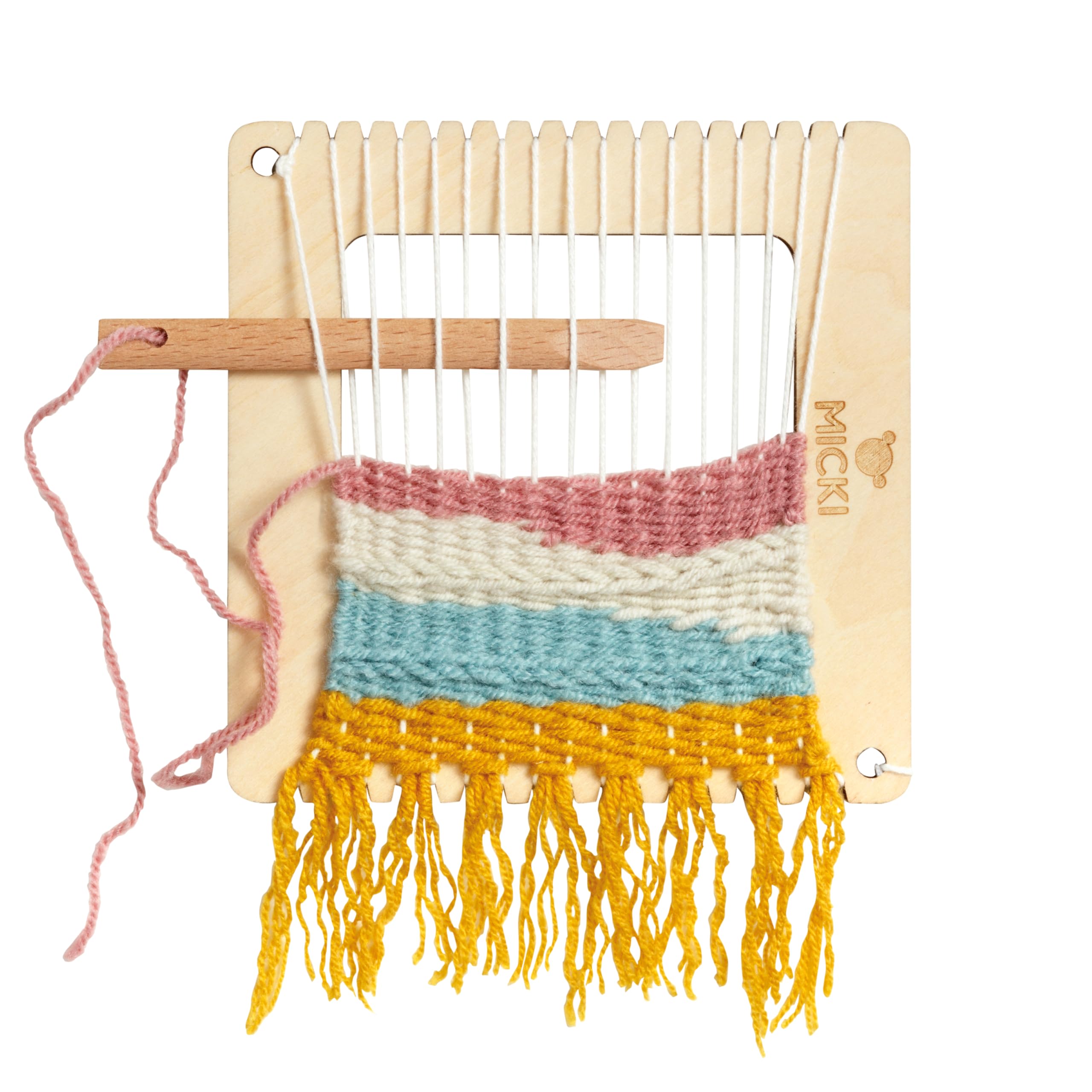 Micki Multicolor Square Weaving Loom - Wooden Toys Weaving Kit + Weaving Yarn — Arts And Crafts For Kids — Art Supplies — Age 3+