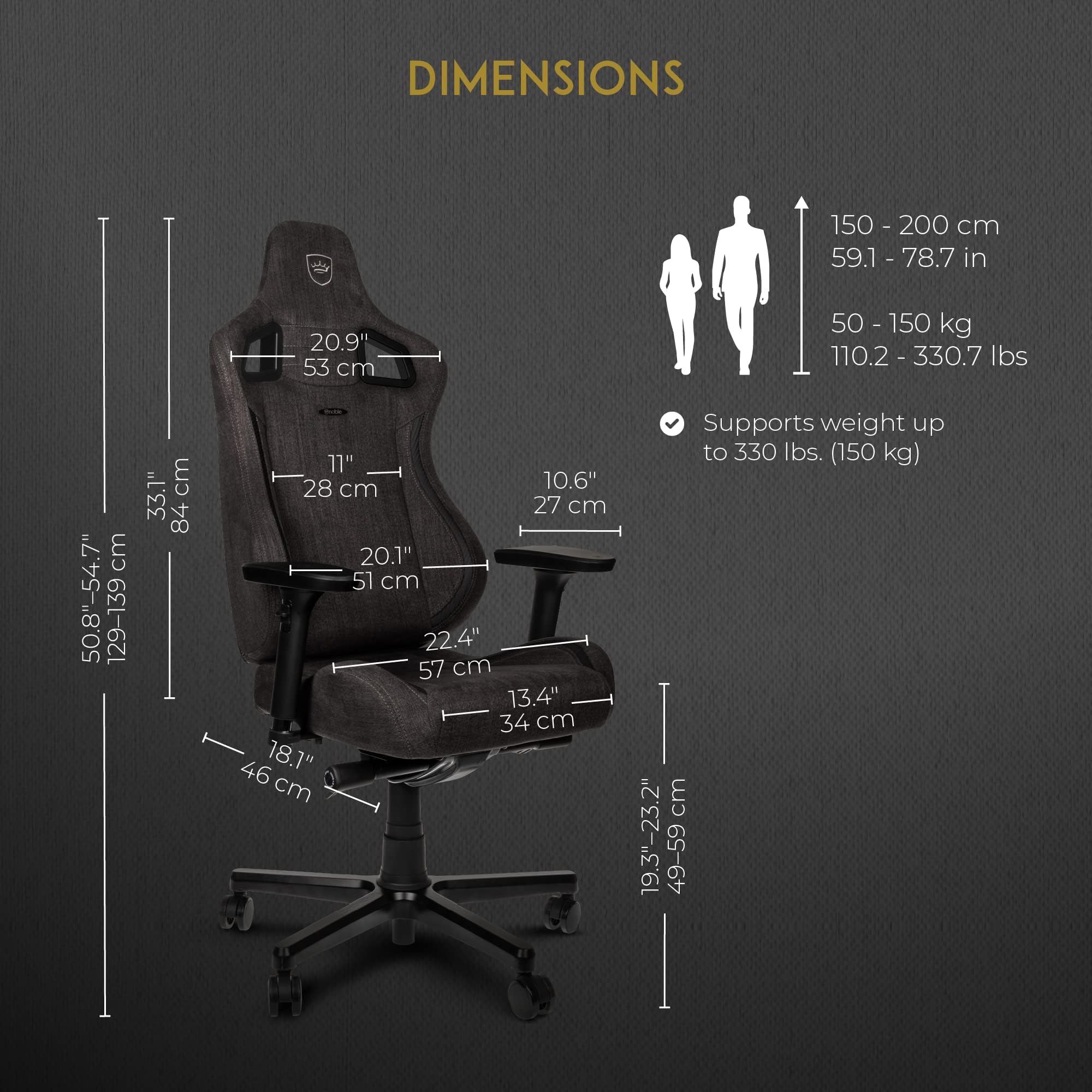 Noblechairs Epic TX Silla de Oficina Ergonómica Tela TX | Silla de oficina ergonómica, con ruedas, ideal escritorio y teletrabajo