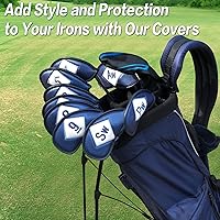 Vista 49 de FINGER TEN Premium Synthetic Leather Stylish Iron & Wedge Golf Head Covers Value 12 Piece Set, Embroidered Labels & Fits Most Clubs Gift Set, Travel