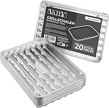 Vaily Lot de 20 grilles de barbecue en aluminium - Bac d'égouttement pour barbecue, camping et cuisine - Coque en aluminium pour moins de graisse et de saleté - 32,5 x 22 cm