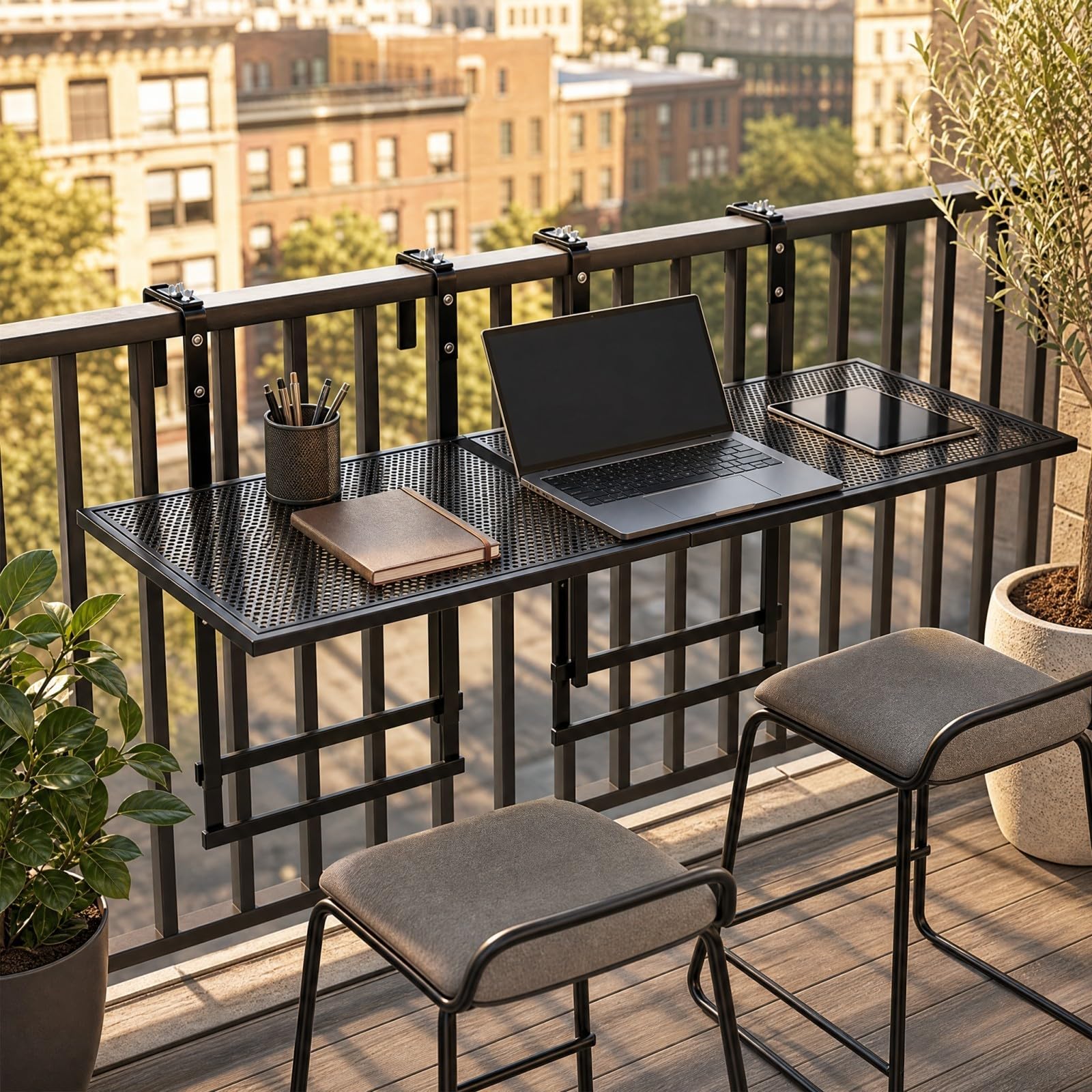 GOPLUS Lot de 2 Tables de Balcon, Style Moderne pour Patio/Terrasse/Jardin