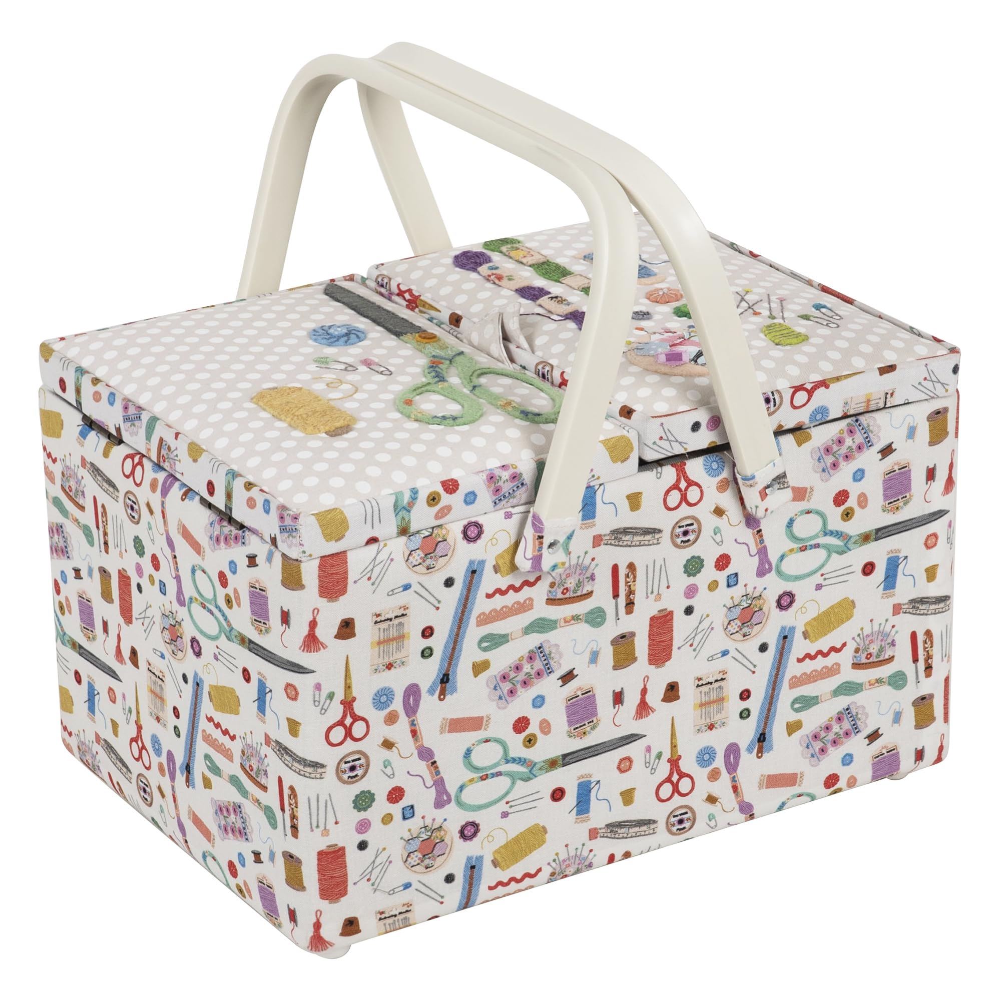 Hobby Gift Large Twin Lid Sewing Craft Storage Box, Appliqué, Embroidered, Haby Notions