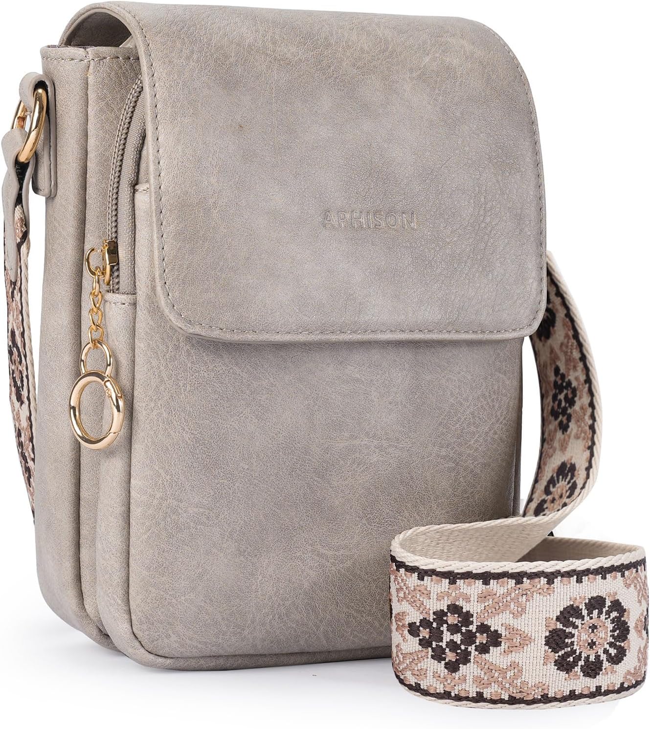 APHISON Small Crossbody Bags for Women Trendy, Leather Phone Wallet Purses Handbags Card Slots with Adjustable Guitar Strap