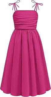 Arshiner Girls Spaghetti Dress Strap Ruched Flowy Teen Girl Sundress 6-14