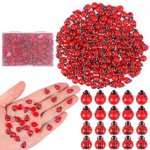 EVERMARKET 200 PCS Tiny Resin Ladybugs for Crafts Mini Ladybugs