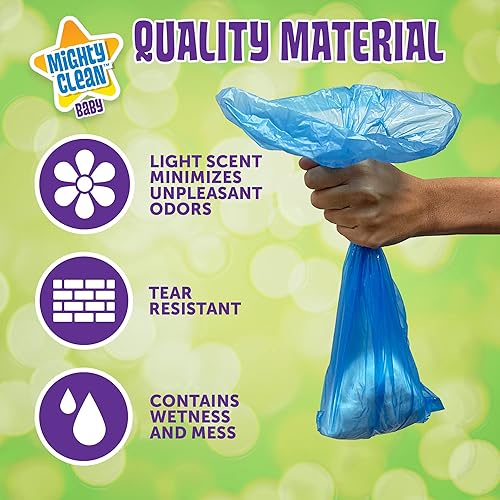 Miniatura 7 de Mighty Clean Baby Rollos de repuesto desechables para bolsas de pañales  Bolsas de basura con aroma a polvo ligero  144 unidades