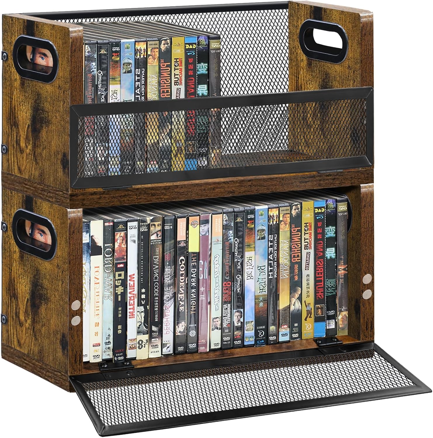Horizontal Dvd Rack Salajory DVD Storage Rack - 2 Pack DVD Storage Case Holds 28 Full Case ...