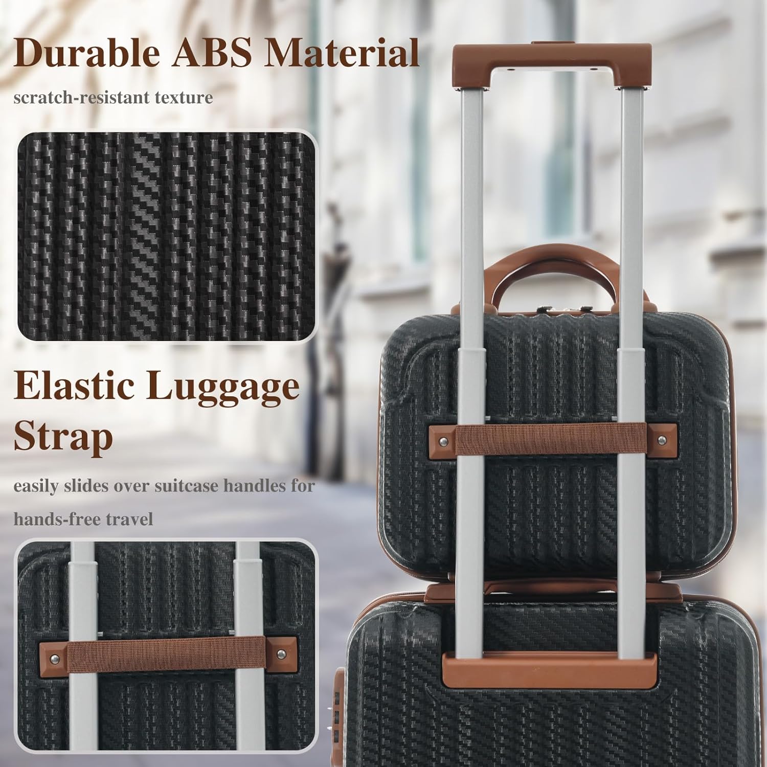 6 Piece Luggage Set with TSA Lock, Hard Sided Luggage with Double Spinner Wheels, Carry On Luggage Sets, Luggage Suitcases, Durable ABS Hard Shell Travel Suitcase Set for Men & Women, No Expandable