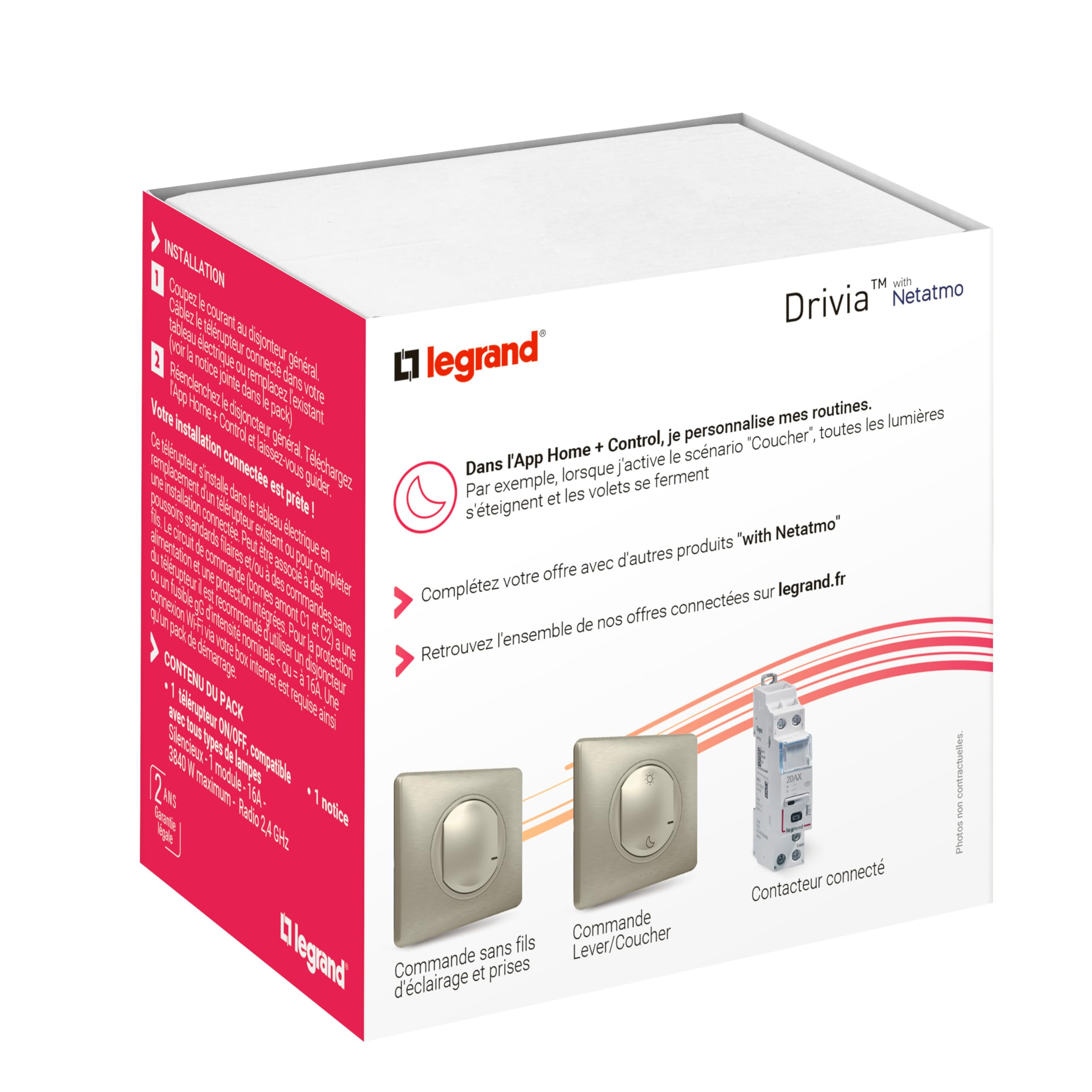 LEGRAND - 199121 - Télérupteur modulaire connecté Drivia with Netatmo 16AX 230V~ - Compatible avec l'App Home + Control et le délesteur connecté - Emballage BTC - Gris
