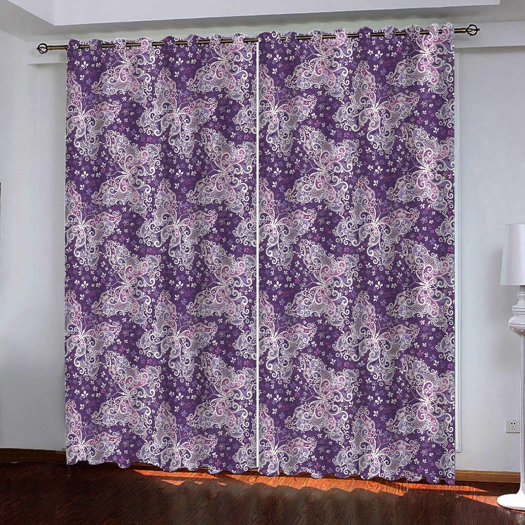Draperies à Oeillets Violettes Décoration de Fenêtre Salon Ambiance Cosy