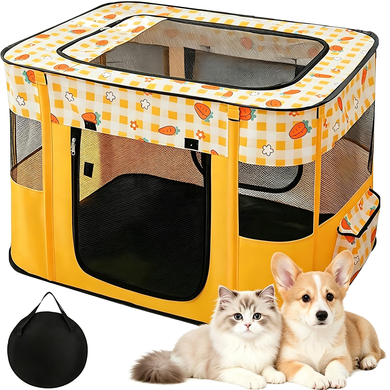 Foldable Pet Playpen for Cat Crate, 600D Oxford Cloth & Carry Bag