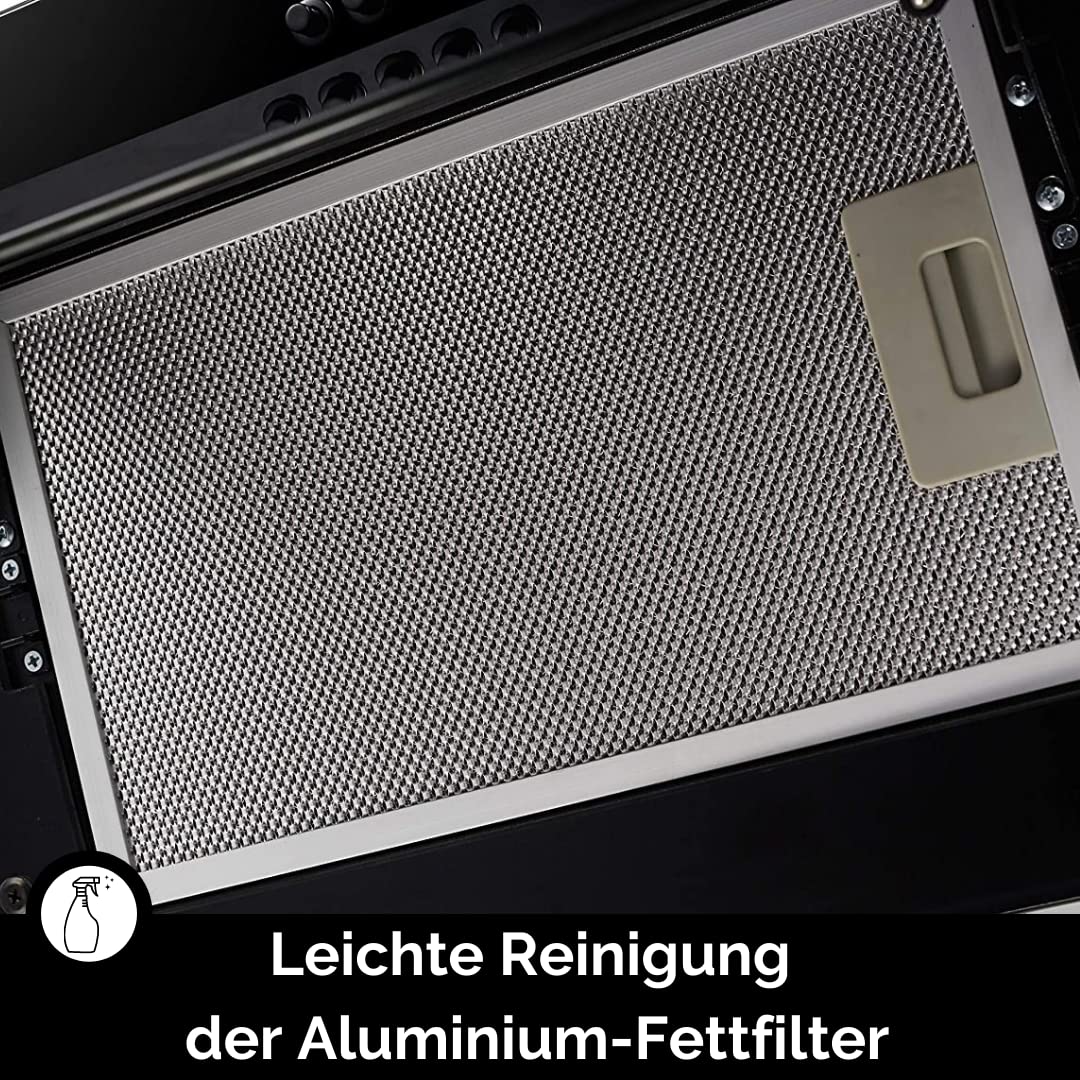 PKM Schräghaube S22-60BBPY | Kopffreihaube | Dunstabzugshaube | Schwazes Glas | Abluft | Umluft | 60cm Breite