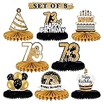 LINGTEER Happy 73rd Birthday Table Honeycomb Centerpieces Cheers to 73rd Birthday 73 Years Old Party Table Decorations Gift Sign.