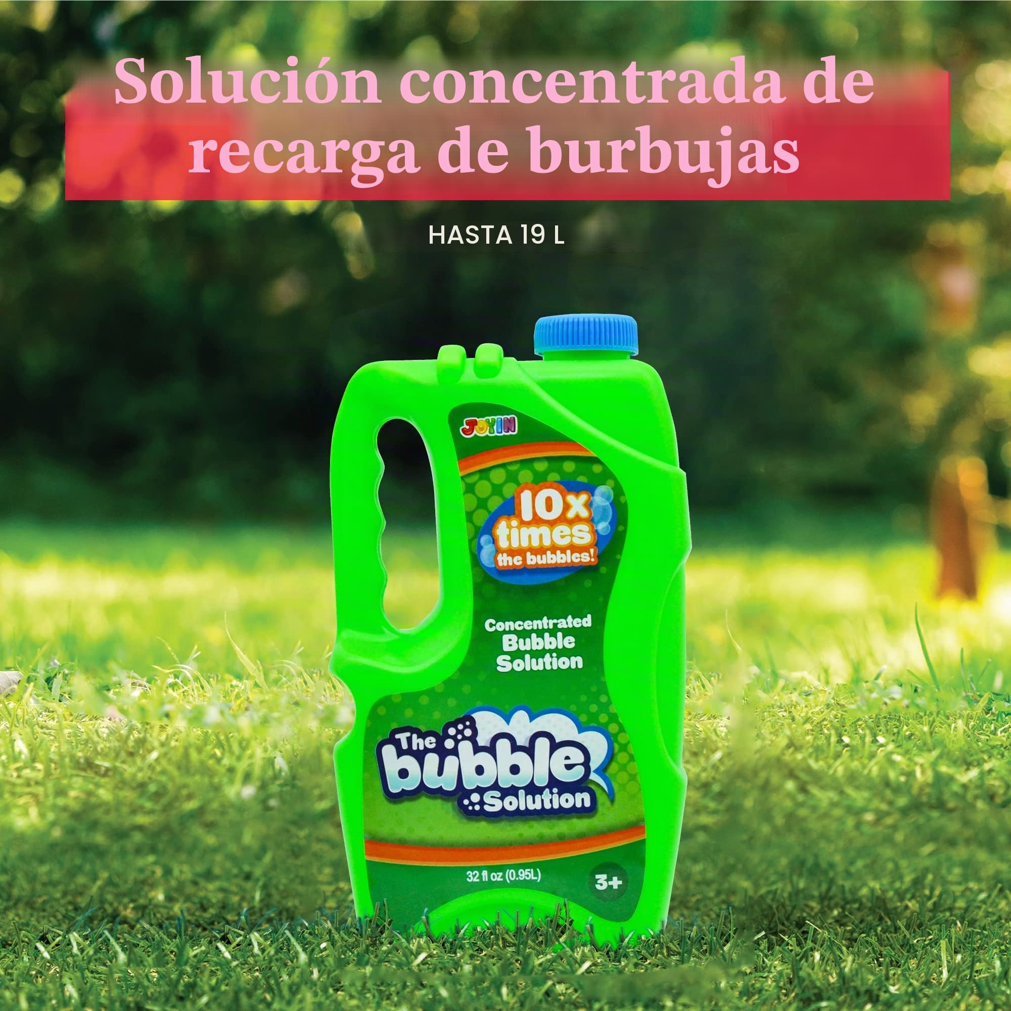 JOYIN 2 x 0,95 liquido pompas de jabón de(hasta 19 litros), solución para Burbujas Grandes, CONCENTRADA para máquina de Burbujas, Pistola, Varita mágica, Pascua, Verano para niños y niñas, Juguetes