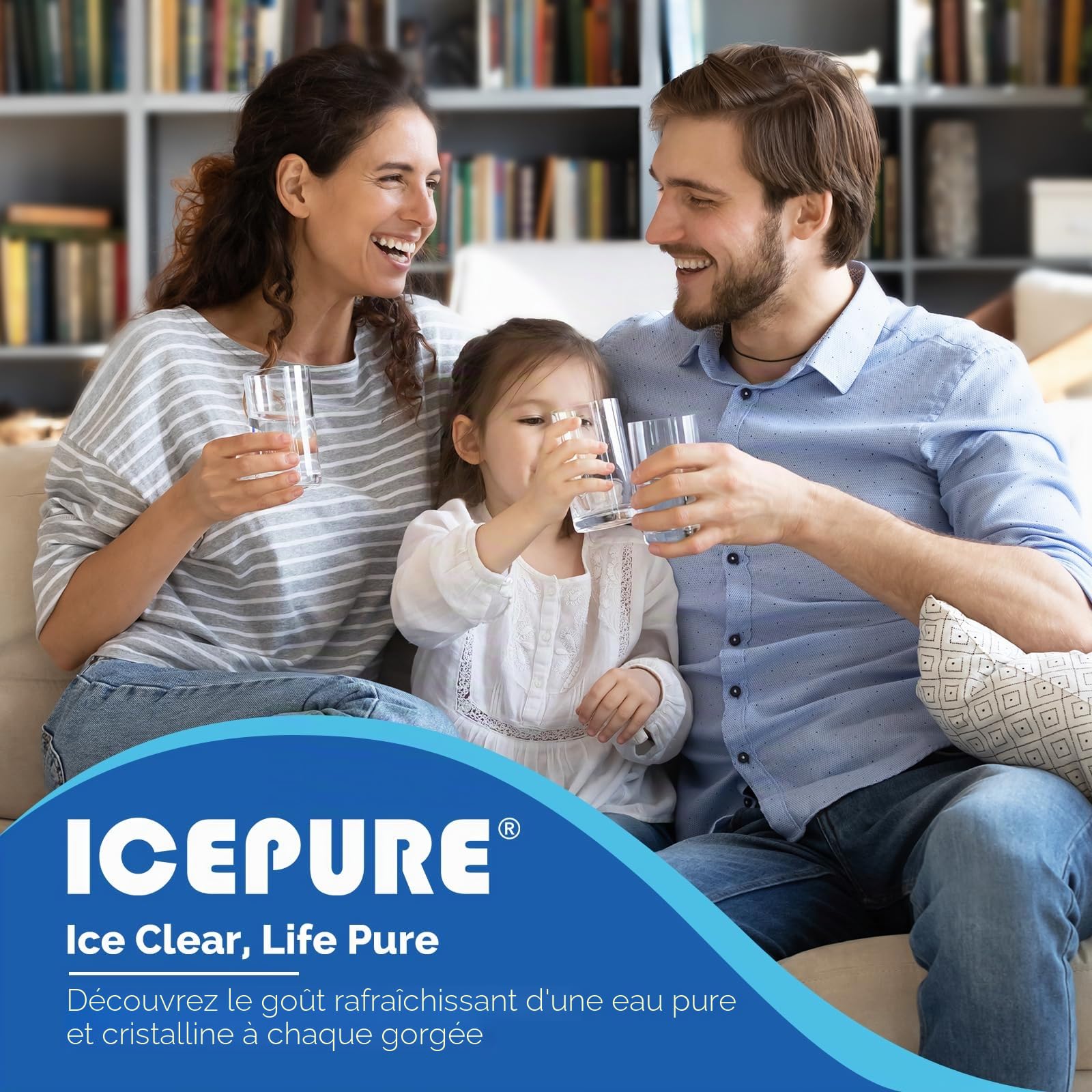ICEPURE LT1000P Filtre à eau et à air pour réfrigérateur Compatible Avec LG LT1000P, LT1000PC, MDJ64844601, Kenmore 46-9980, 9980, ADQ74793501, ADQ74793502 et LT120F Combo blanc, 3 pièces