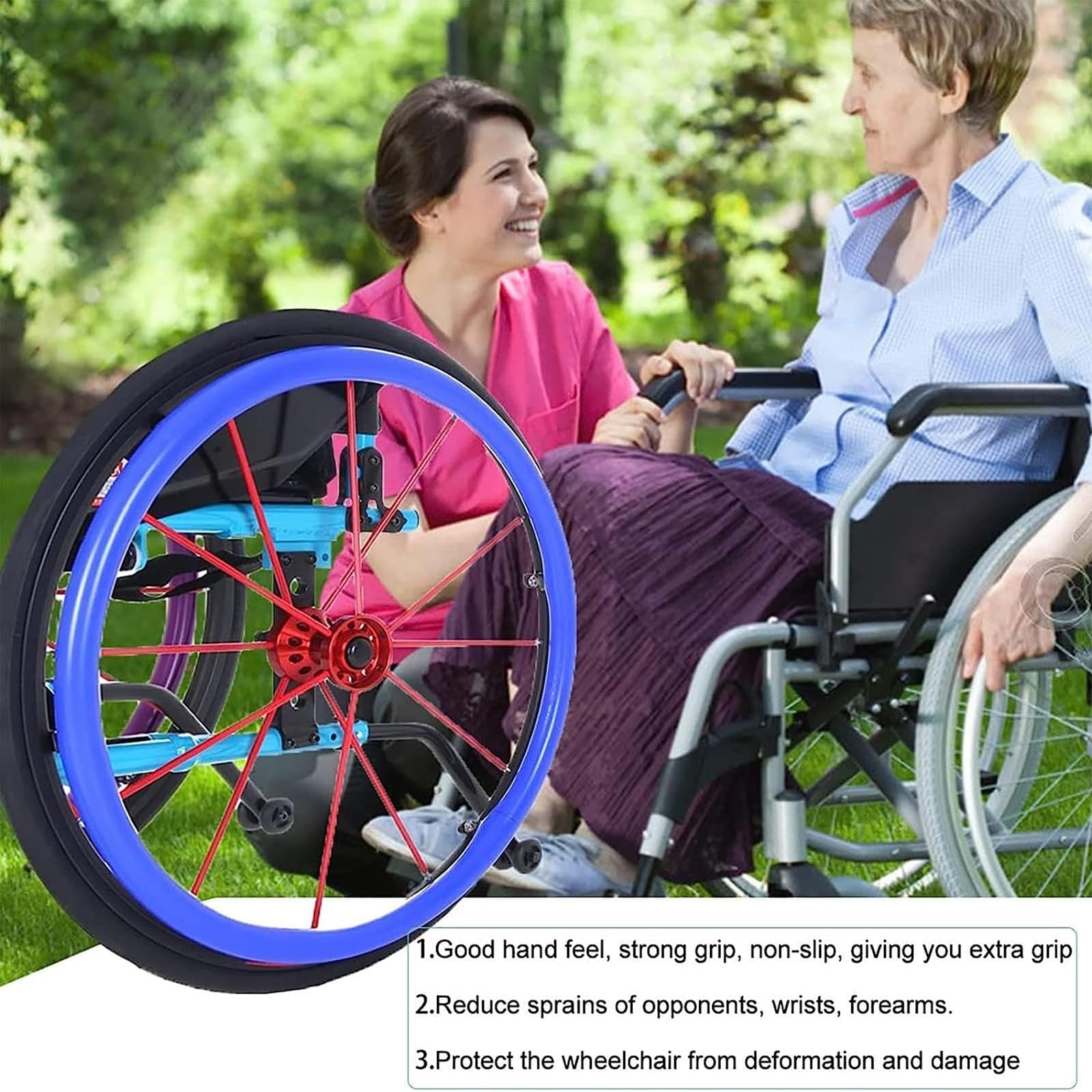 Fundas para Aros De Sillas De Ruedas, 22 Pulgadas / 24 Pulgadas Fundas para Aros De Sillas De Ruedas Antideslizantes Y Resistentes Al Desgaste, Accesorios para Sillas De Ruedas,001,22in