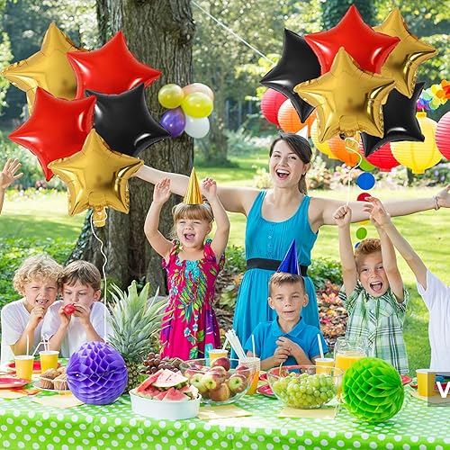 Miniatura 6 de Globos de papel de aluminio rojo y negro, globos de papel de aluminio de 18 pulgadas para helio, paquete de 10 globos de cumpleaños de helio rojo,