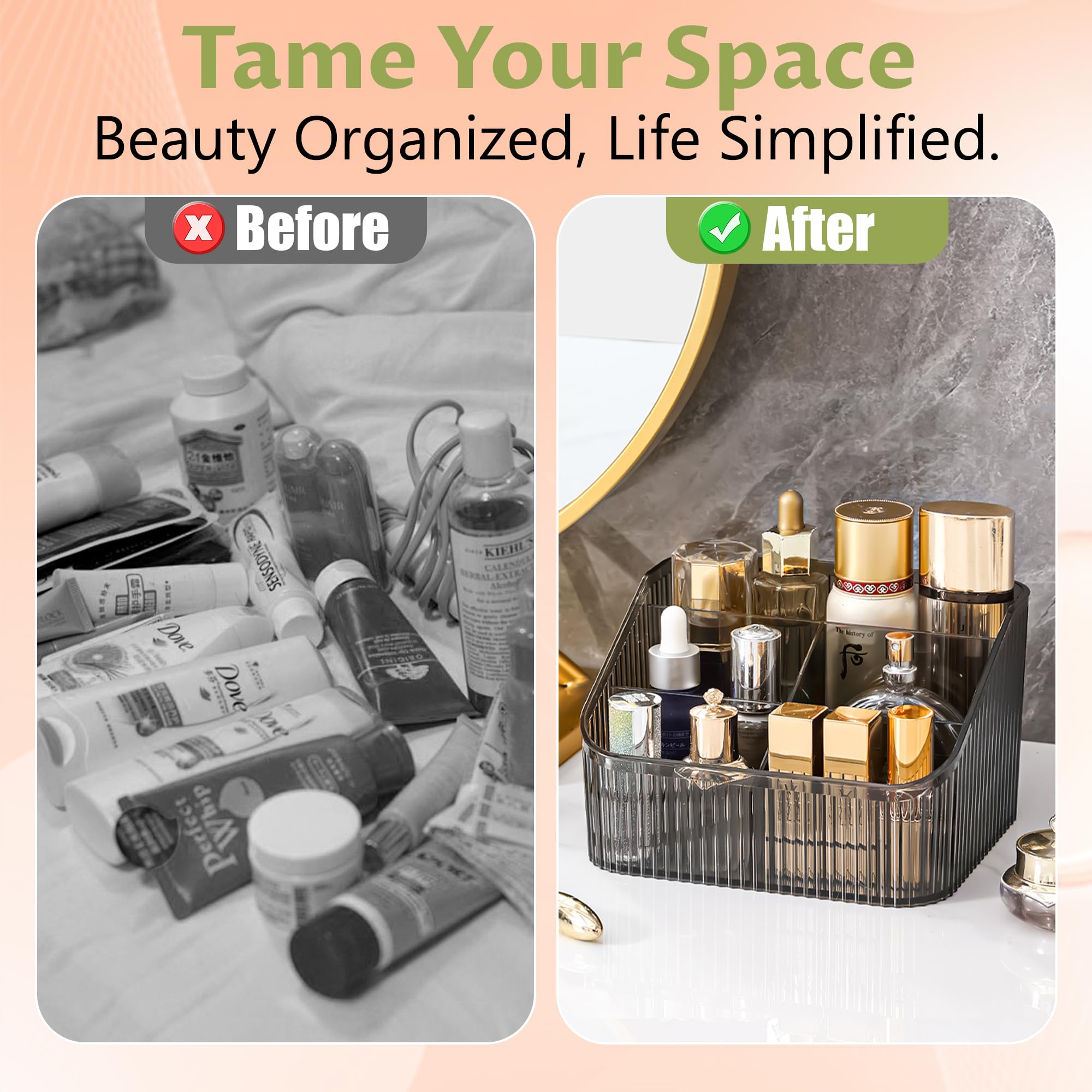 Homeanda Makeup Organiser Storage Compartments, Skin Care Cosmetic Organiser, Makeup Organiser and Storage(Grey) - Image 3