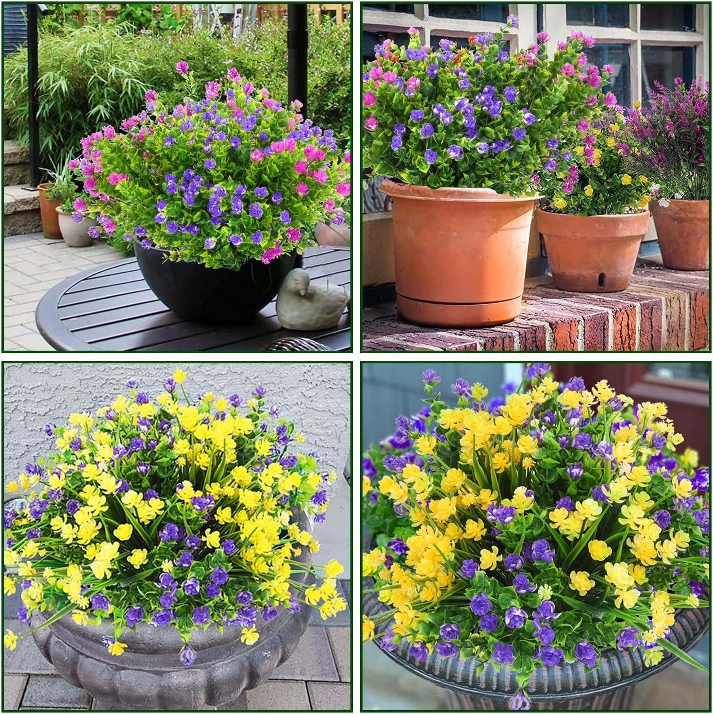 Artificial Flowers Outdoor,24 PCS Artificial Greenery Lavender Fake Shrubs Flowers,UV Resistant Fake Flowers No Fade Faux Plastic Plants for Outdoor Planters for Home Garden Outside Porch Decor
