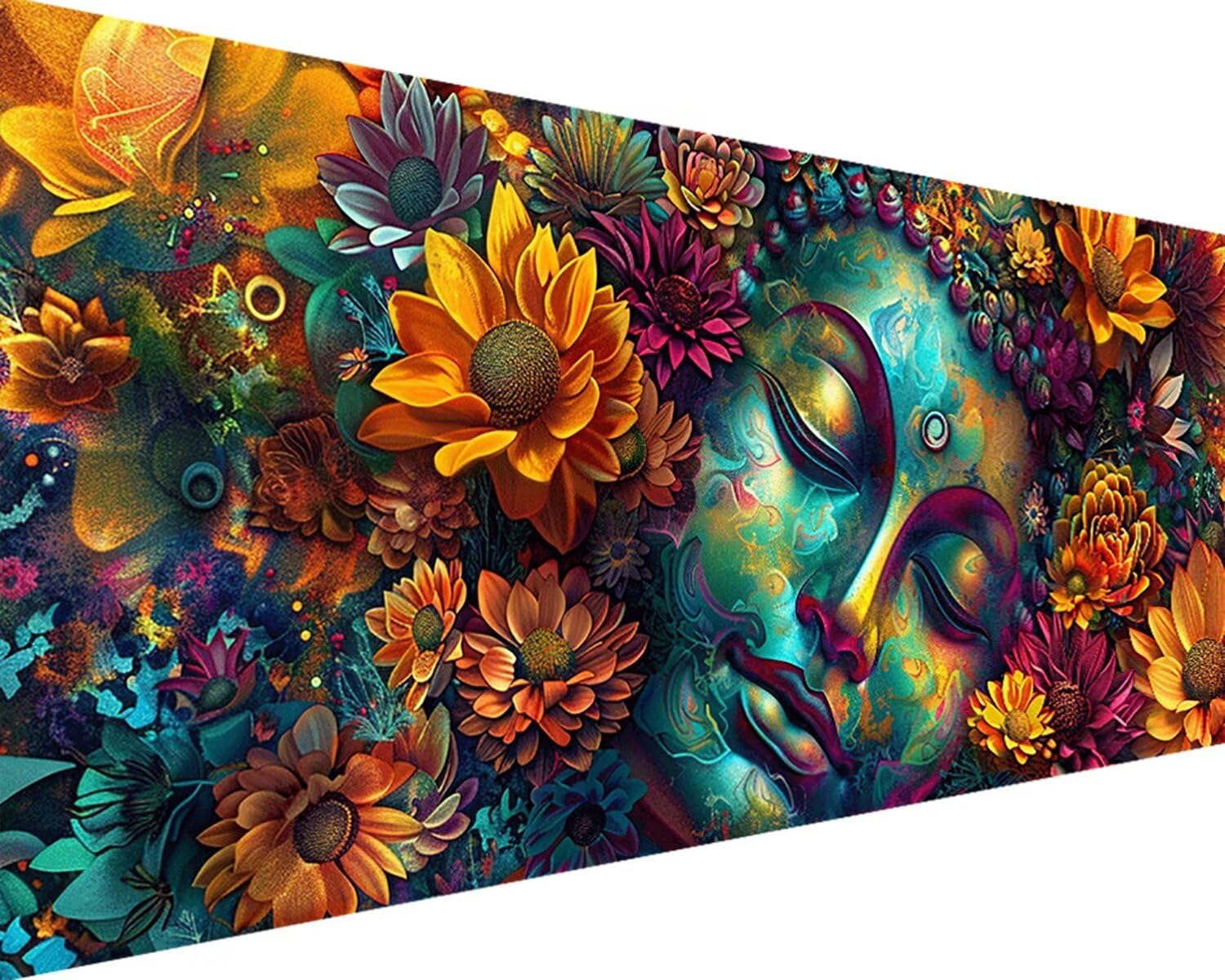 DIY Paint by Numbers for Adults Buddha, Paint by Numbers Flower Paint by Numbers Kits with Paint brushes Acrylic Pigment Drawing Hobbies for Adults Women for Home Wall Decor (100x200cm, Frameless) E-3