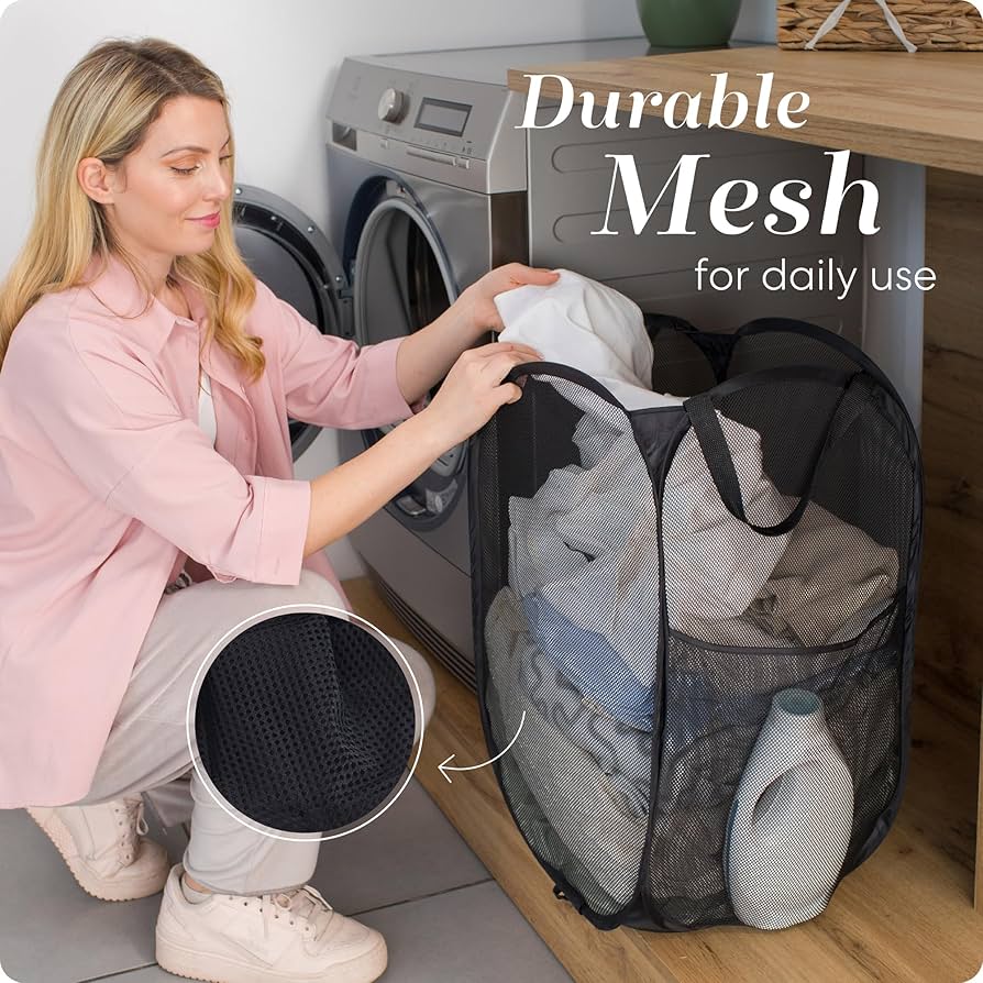 thumbnail image 2 of SOUJOY 4-Pack Pop-Up Laundry Hampers - Collapsible Mesh Baskets With Handles 2 of 11