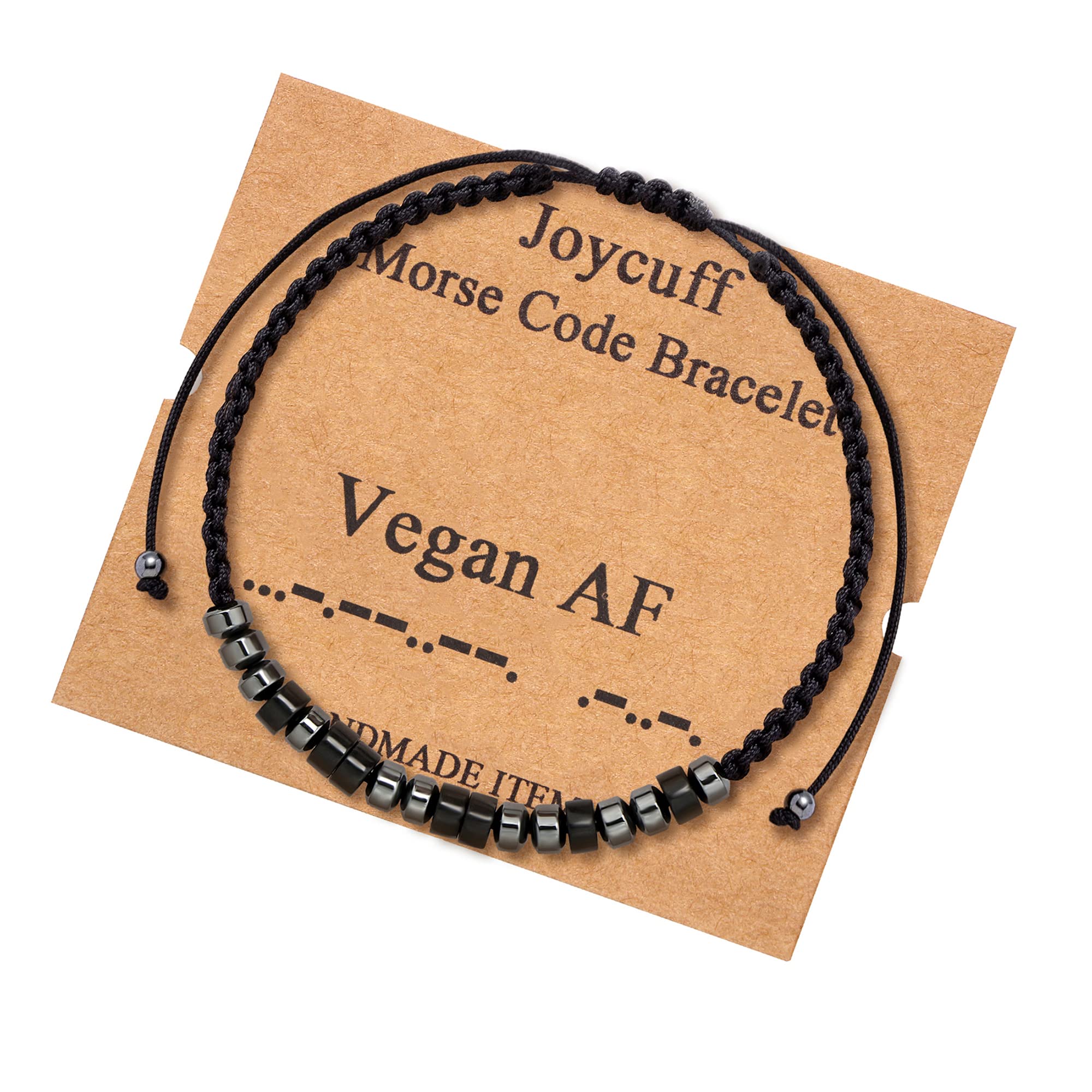JoycuFF Vegan AF Bracelet Morse Code Jewelry for Women Vegetarian Best Friends Mom Sister Daughter Unique Handmade Birthday Thanksgiving Day Christmas Gifts