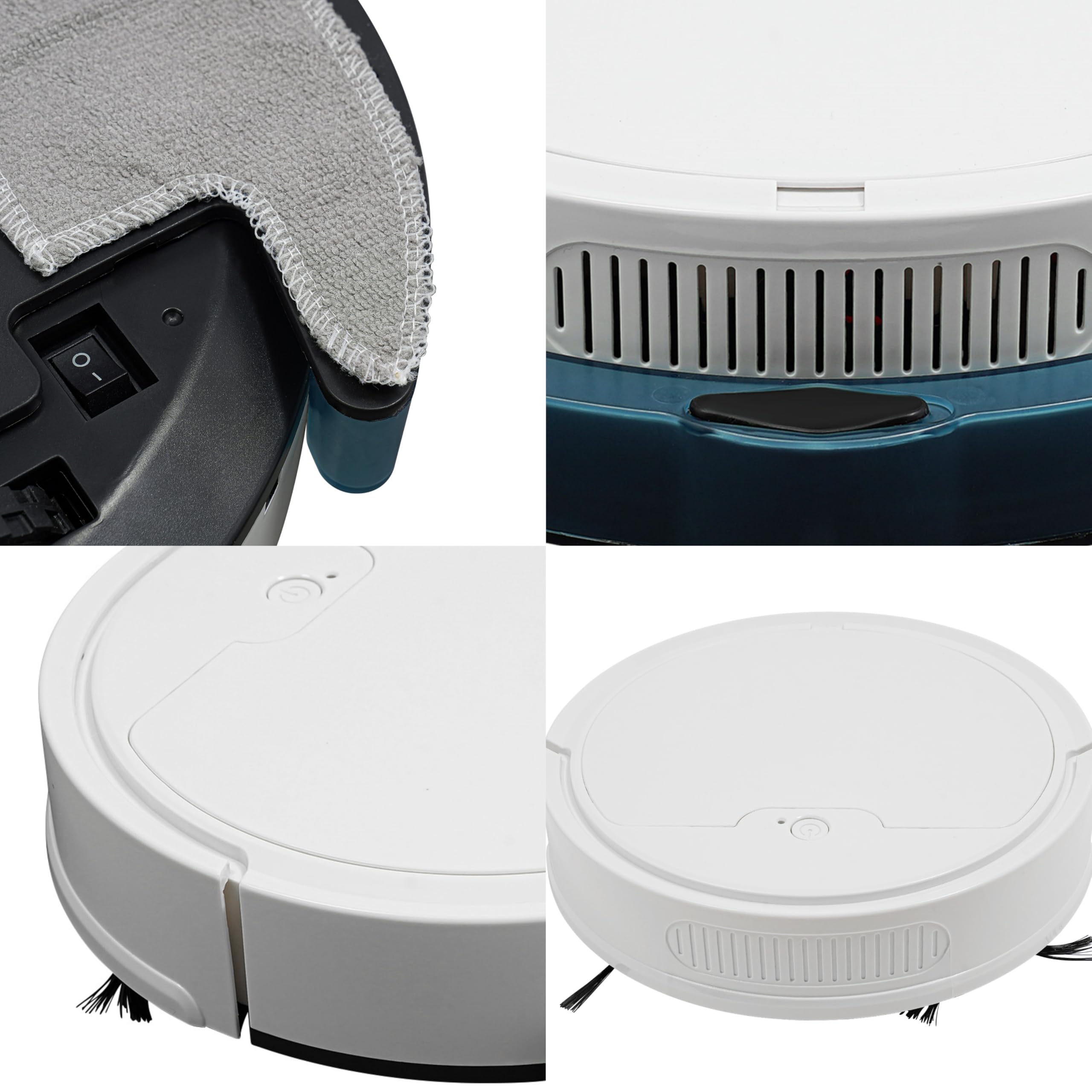 Robot aspirateur sans fil 1100 Pa avec 3 fonctions (balayage, aspiration et nettoyage), aspirateur robot avec plusieurs modes de nettoyage, avec réservoir d'eau de 135 ml pour la maison, le bureau