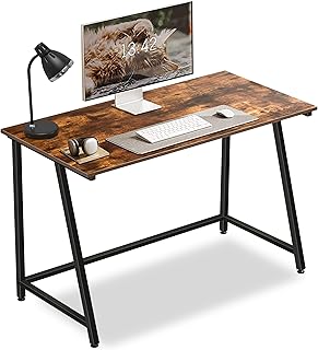 Computer Desk, Home Office Desk, Small Desks For Small Spaces Laptop PC Writing Study Work Desk For Home Office & Workstation With Metal Frame (Rustic Brown, 100W x 50D x 75H cm)