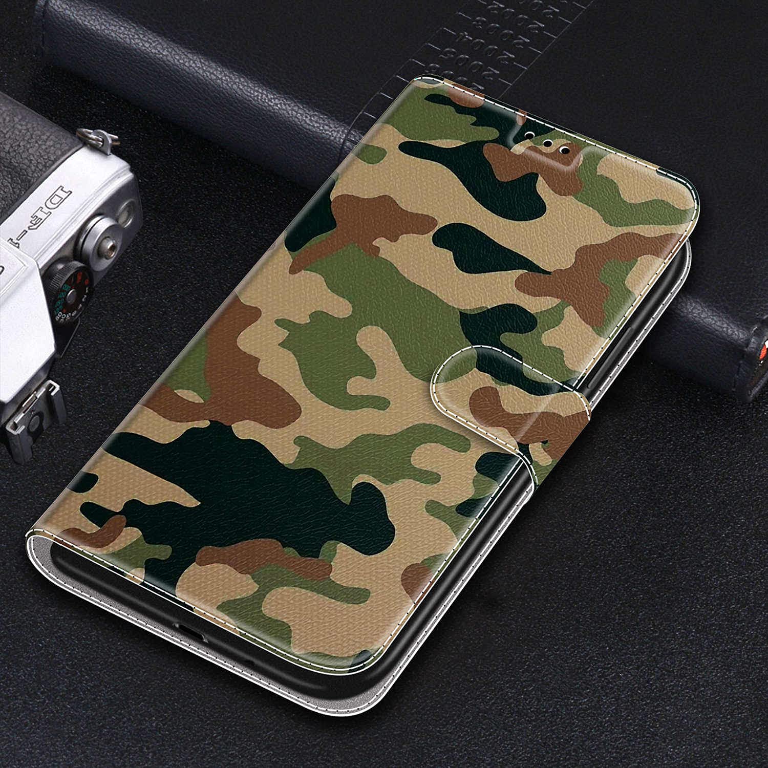 Cover a Libro per iPhone 12 PRO Max in Pelle con Silicone Morbido Custodie iPhone 12 PRO Max Portafoglio Disegni Custodia Antiurto 360 Gradi Accessori Leather Case - Camuffamento