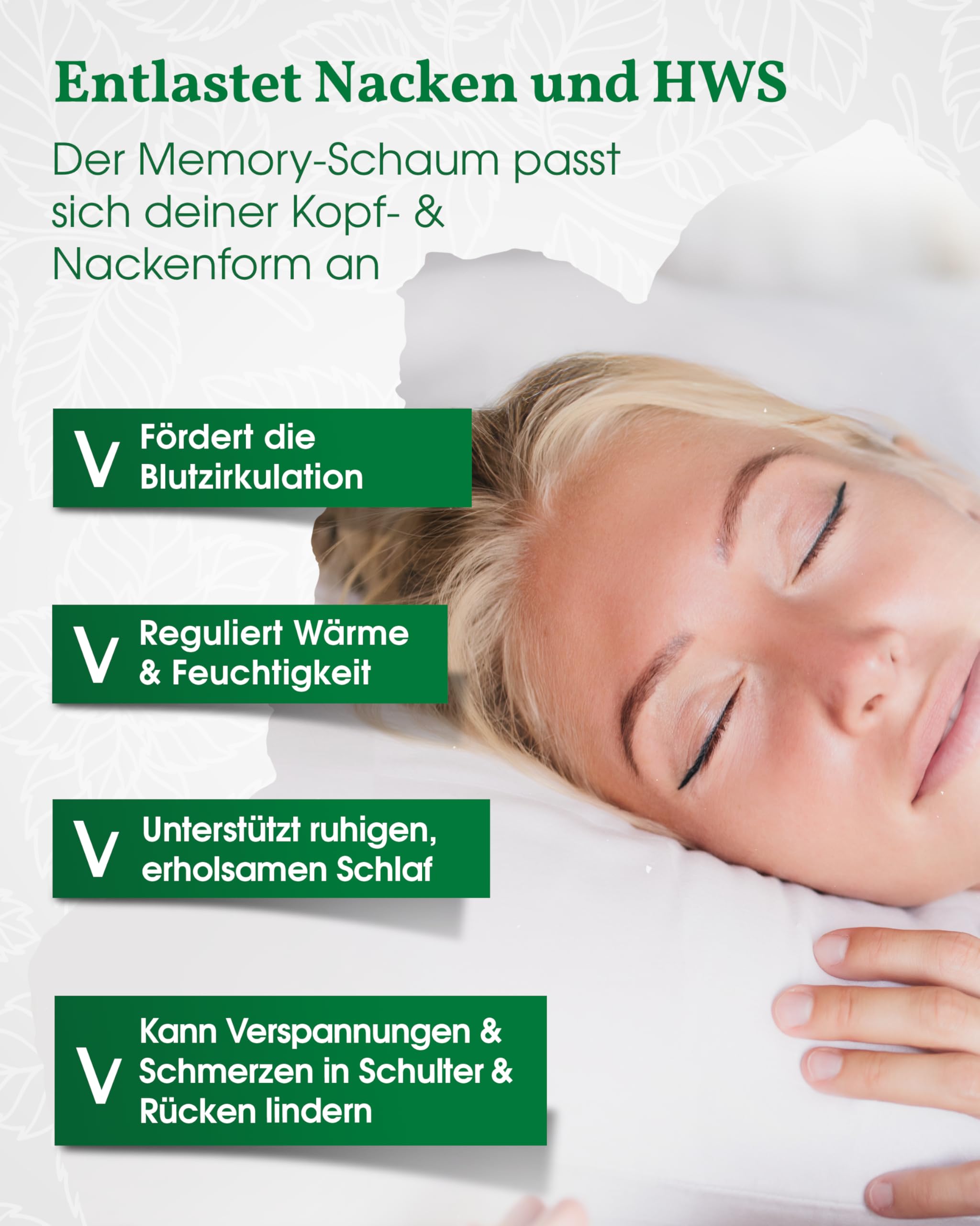 Orthopädisches Nackenkissen – Ergonomisches Visco Kopfkissen für Rücken & Seitenschläfer, entlastet Nacken & HWS, fördert Tiefschlaf, reduziert Verspannungen & Schmerzen Bezug waschbar