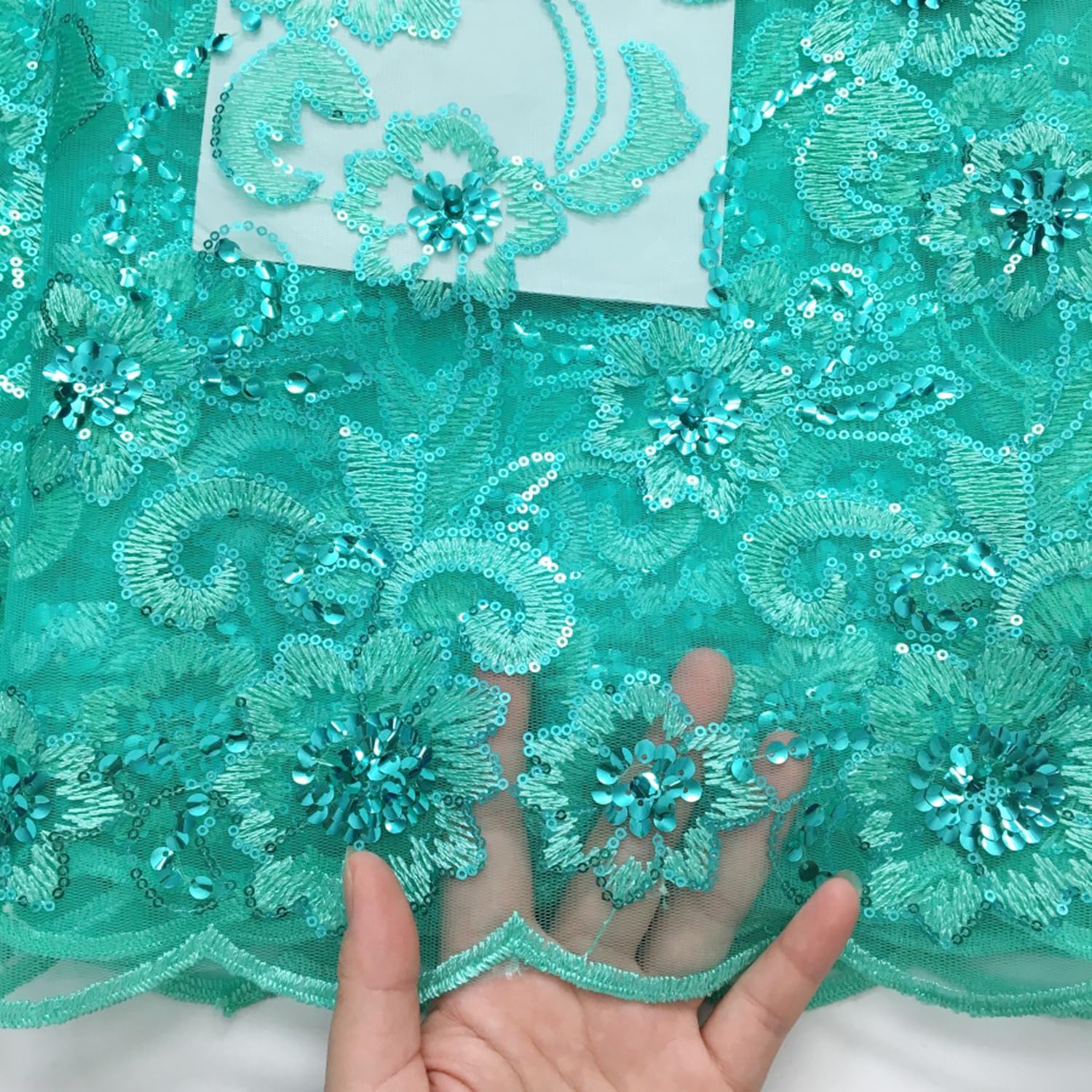 African Lace Fabric 5 Yards, Nigerian Embroidery Mesh Lace Fabric for Wedding Party Sewing