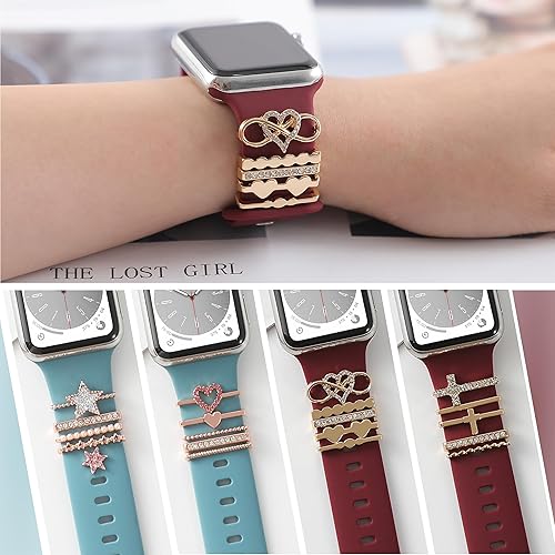 Vista 77 de ALMNVO Bling Diamond Charms for Apple Watch Bands Charms 46mm 45mm 44mm 42mm 41mm 40mm 38mm 49mm,Sparkle Metal Sliding Decorative Rings for iWatch