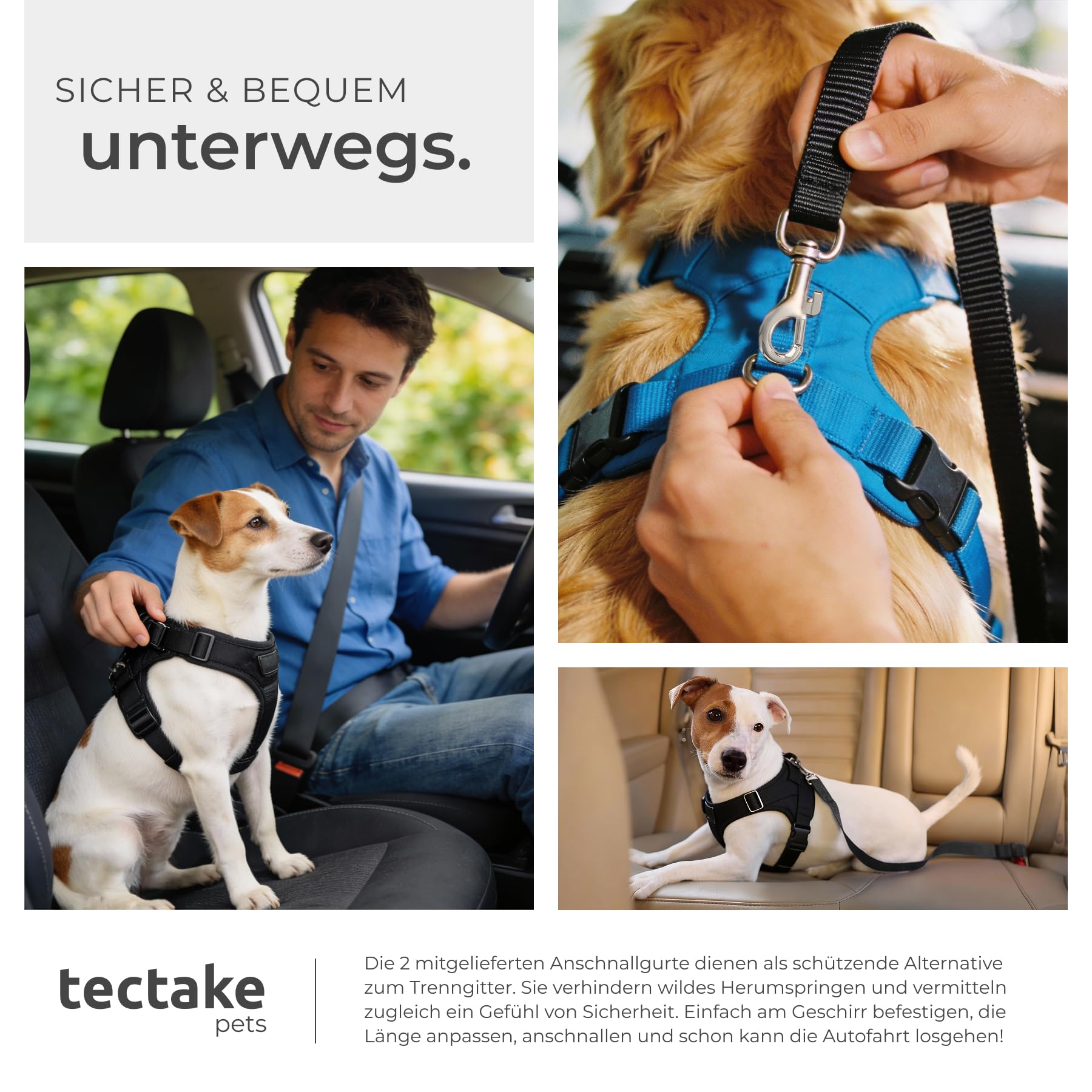 tectake® Hundegitter Auto, universal Hundeschutzgitter mit Variabler Breite, mobiler Kofferraumschutz, Gitter Trenner Absperrung, Zubehör für Auto Reise mit Hund, Hundeabsperrgitter,