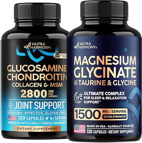 NUTRAHARMONY Condroitina de glucosamina y glicinato de magnesio con cápsulas de glicina