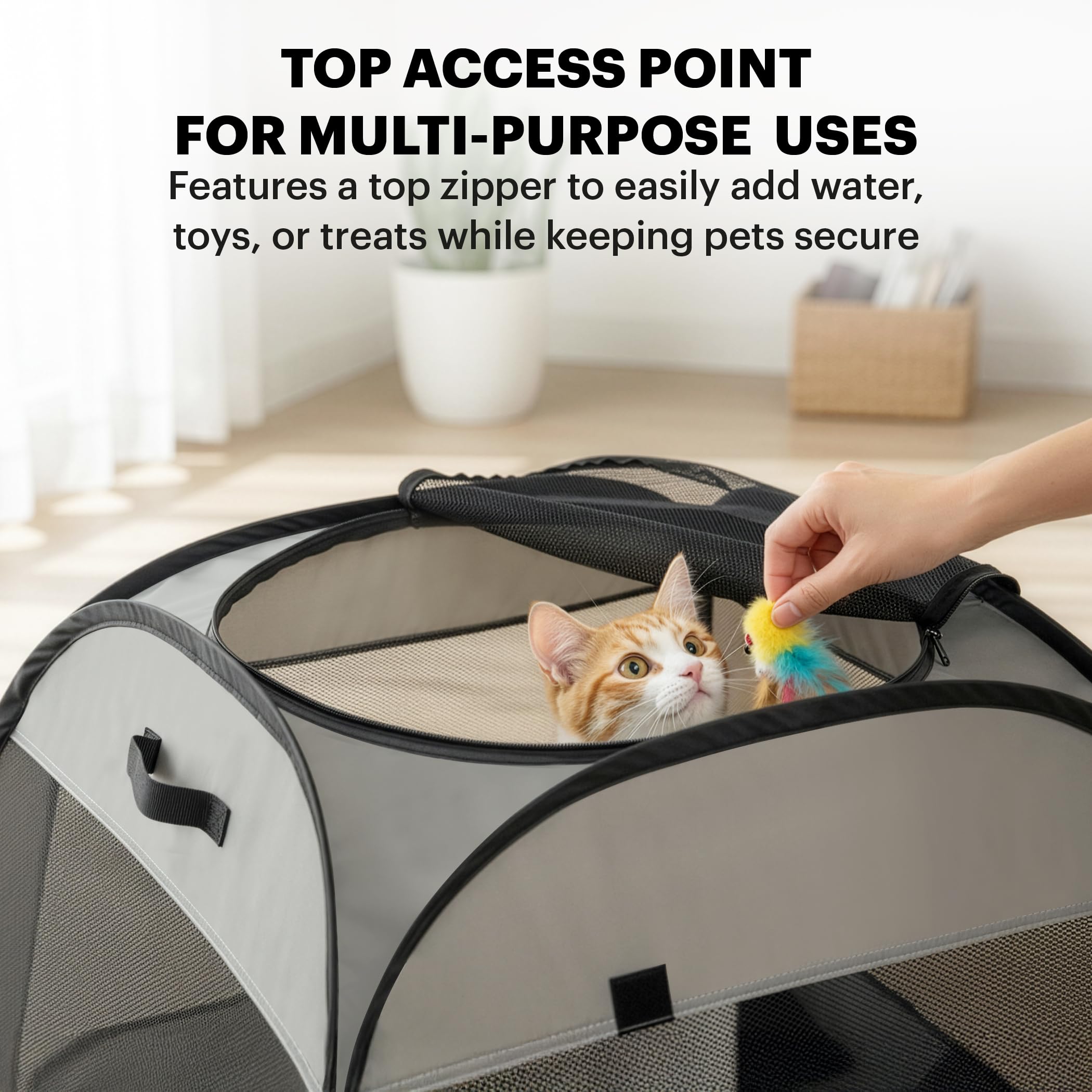 Portable Cat Playpen - Safe Indoor Outdoor Tent -4