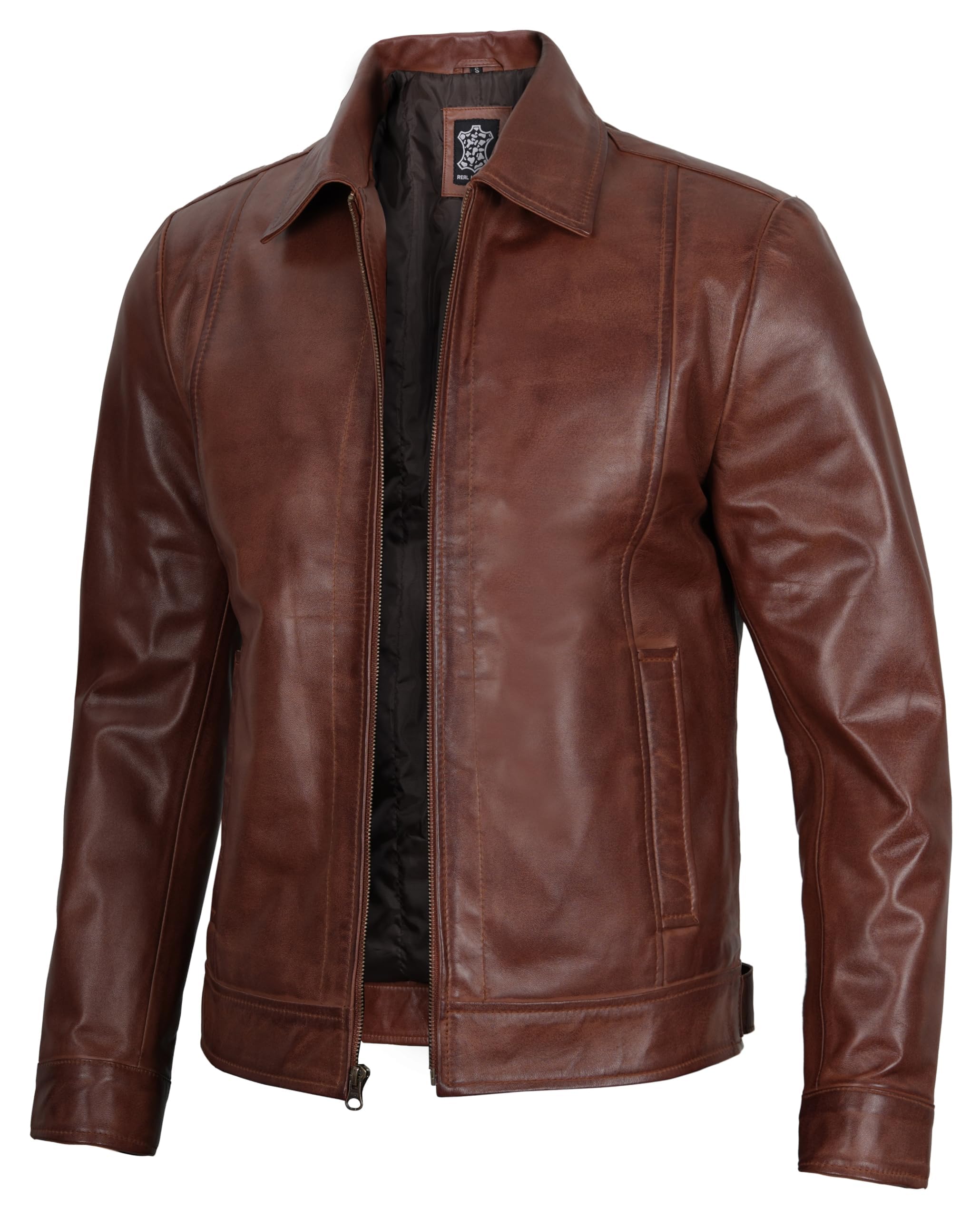 Decrum Mens Leather Jacket - Real Lambskin Vintage Style Leather Jackets For Men