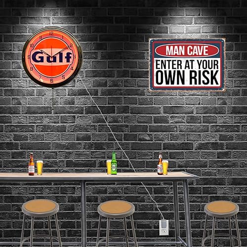 Miniatura 2 de Letrero de neón para estación de gasolina, motor de gasolina, 16 pulgadas, decoración de garaje (naranja)