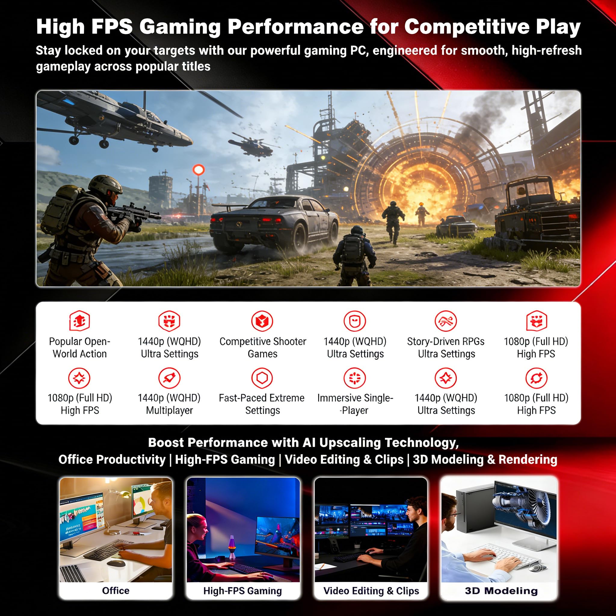 TitanFusion Gaming PC Core i5-12400F, GeForce RTX 3060, H610, 8GB