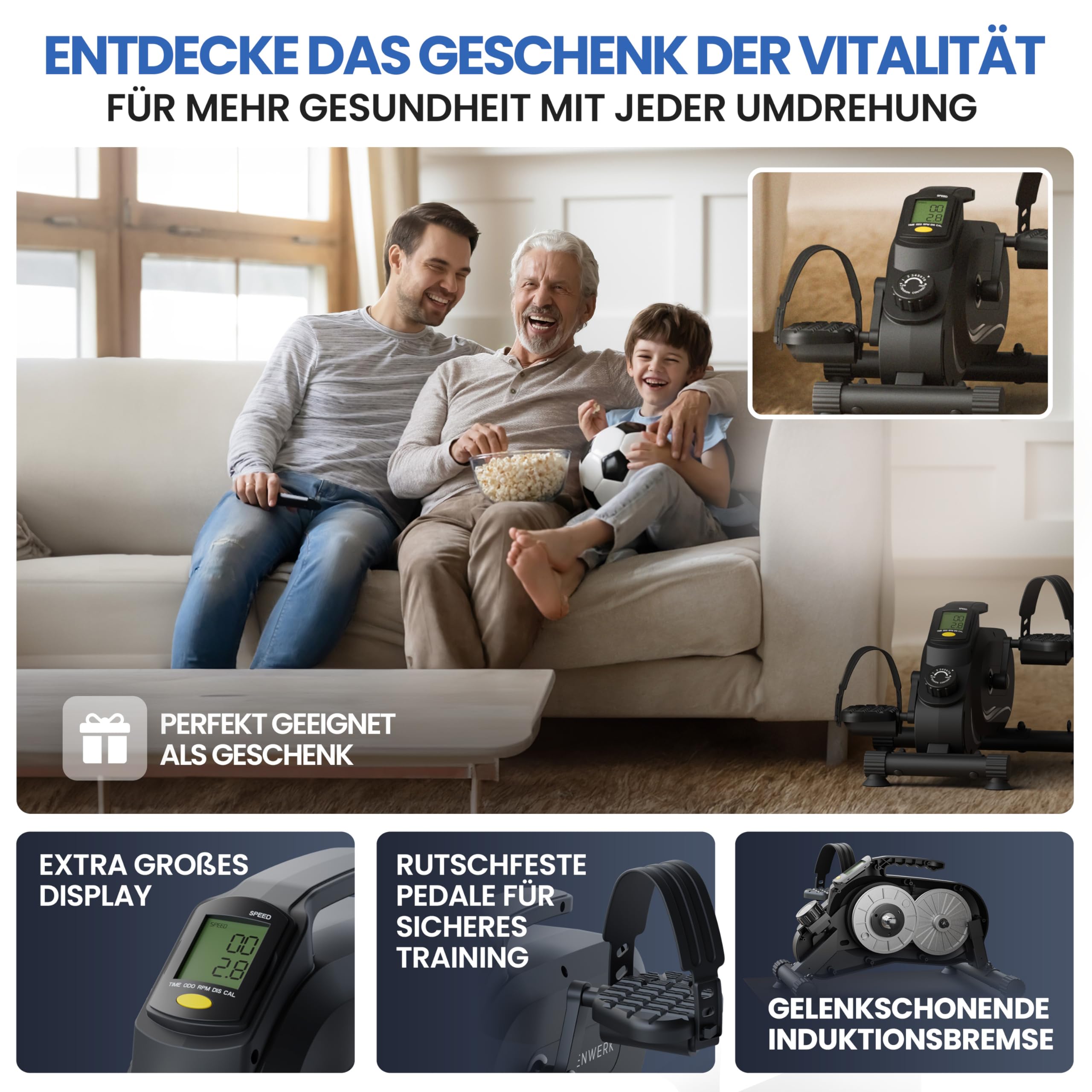 HELDENWERK Set di pedali Pro – Certificazione TÜV/GS | vincitore del confronto | extra silenzioso e delicato sulle articolazioni con nastro di fissaggio – Attrezzatura per braccia e gambe per la casa