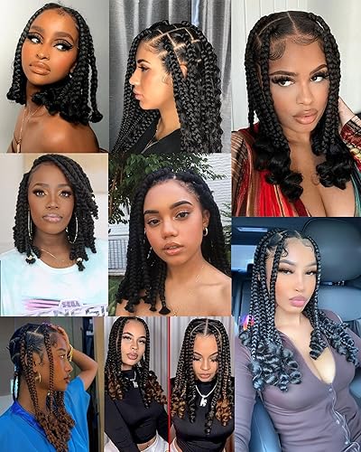 Miniatura 5 de Cabello corto de ganchillo trenzado Goddess Box para mujeres negras y bebés 5 paquetes de 1B1 paquete T271 paquete T30 7 paquetes de cabello