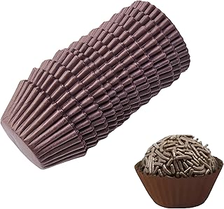1000 Pcs (4#) - Forminha de Brigadeiro Número 4, Brigadeiro Forminhas 1 Inch, Forminhas para Brigadeiro, Brown small Cupcake Liners, Paper Wrappers for Chocolate Truffles, Baking, and Party Desserts