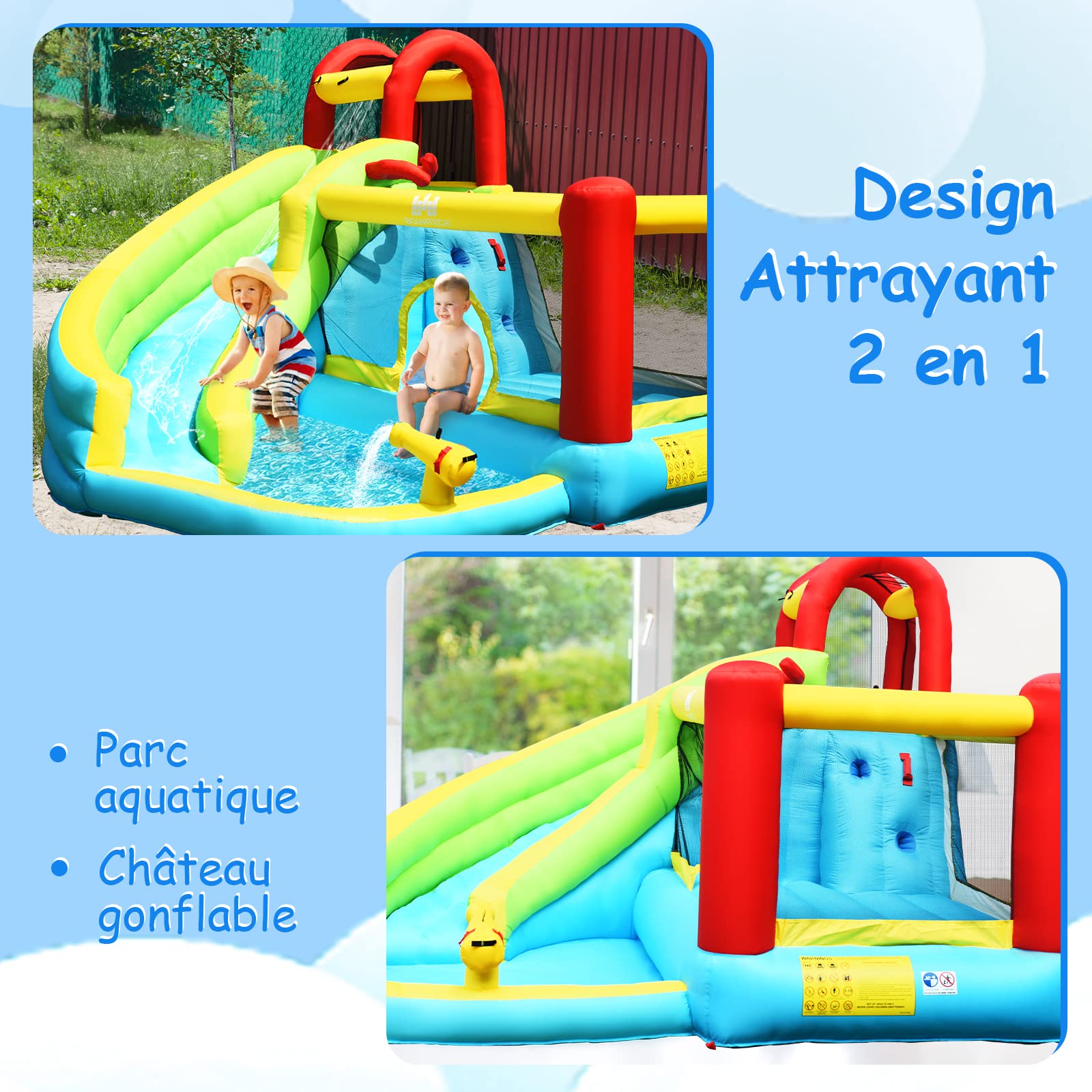 GOPLUS Castillo Hinchable para Niños, Hinchable Grande con Piscina, y Tobogán para Fiesta del Agua de Verano, Adecuado de 3 a 10 Años, ‎‎325 x 310 x 225 cm