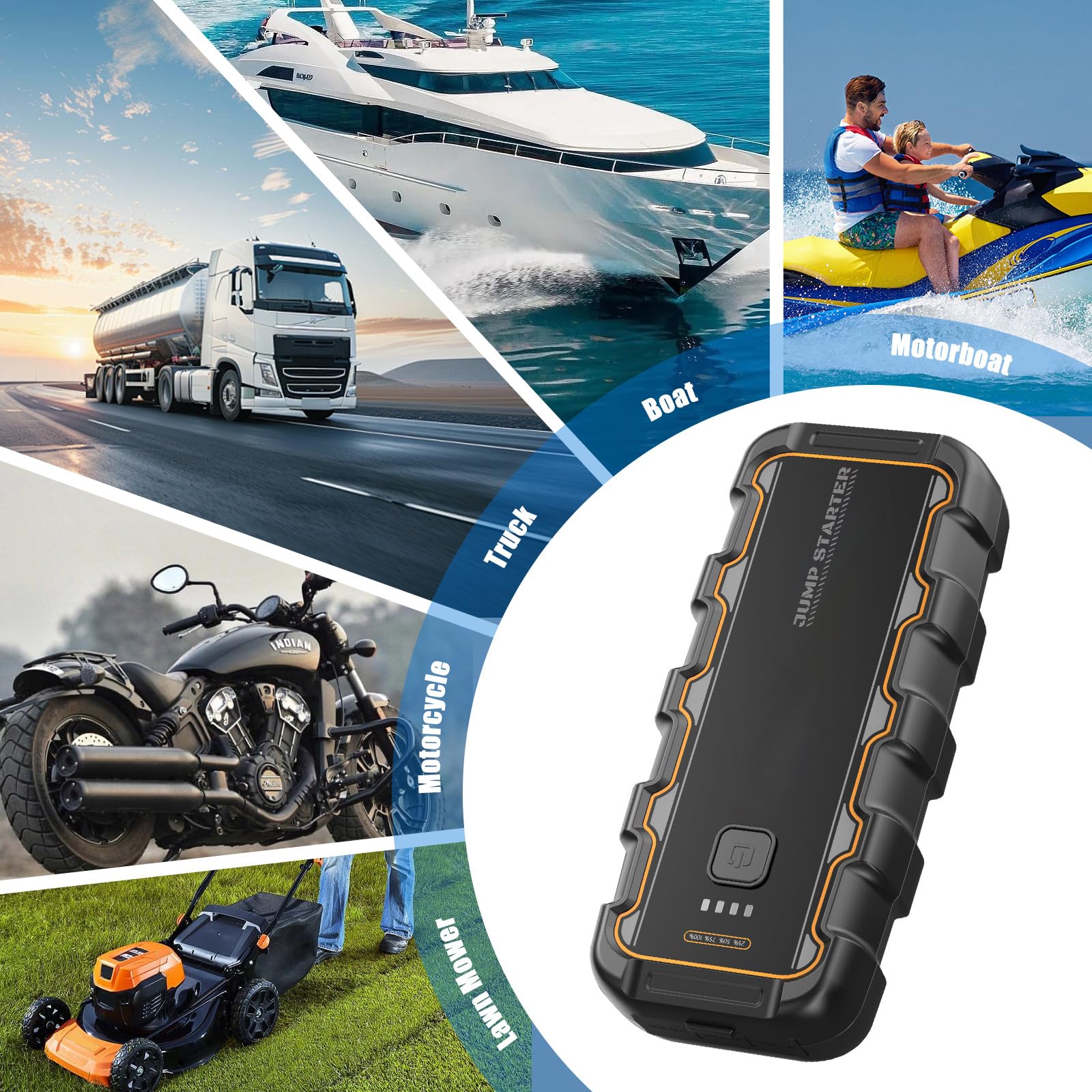 Booster Batterie 7000 A Démarreur de Batterie de Voiture Portable (Jusqu'à 8.0 L Gaz 6.0 L Gazole) 12 V Jump Starter avec Pinces Intelligentes pour Voiture Camion Moto SUV Camping-Car et Urgence
